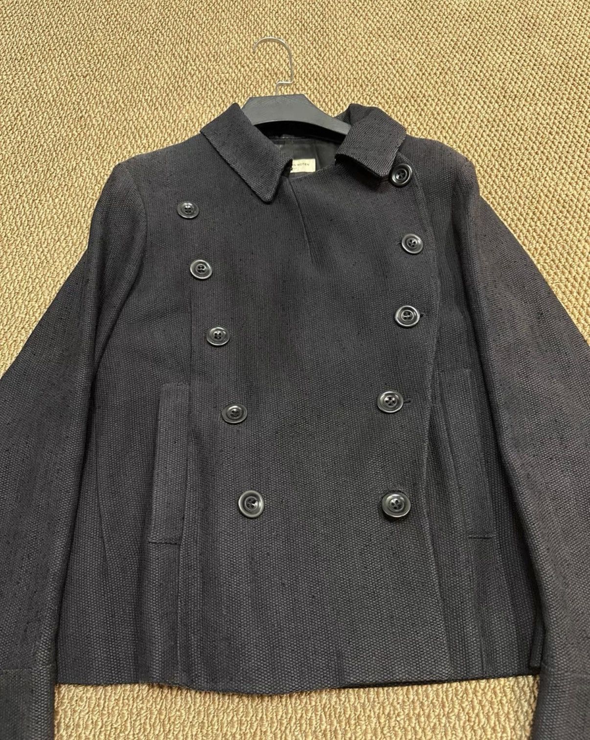 Dries Van Noten Dries Van Noten Navy Double-Breasted Wool Short Coat K23 Size XS / US 0-2 / IT 36-38 - 4 Thumbnail