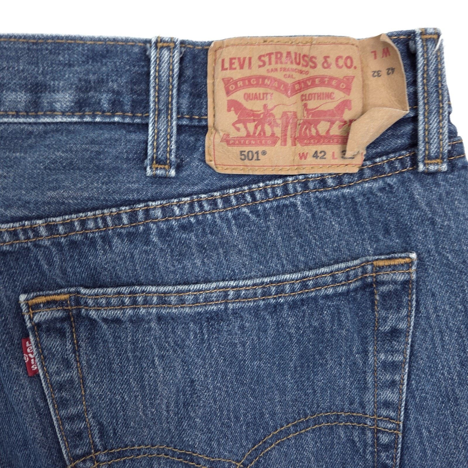 Levi's Levis 501 Jeans Mens 42x31 Dark Blue Wash Straight Leg Size US 42 / EU 58 - 8 Thumbnail