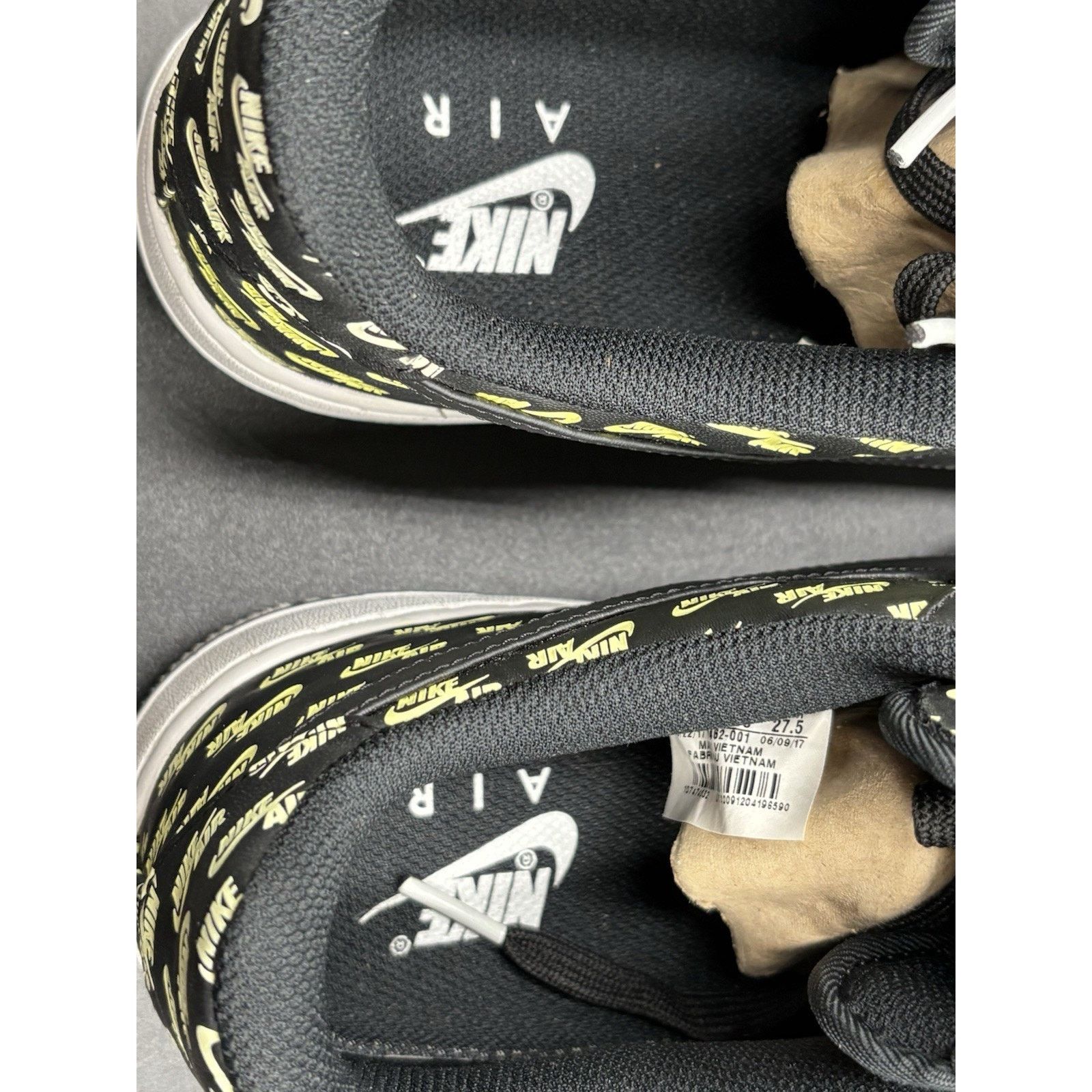 Nike Size 9.5- Nike Air Force 1 '07 QS Low All Over Logo Black Size US 9.5 / EU 42-43 - 13 Thumbnail