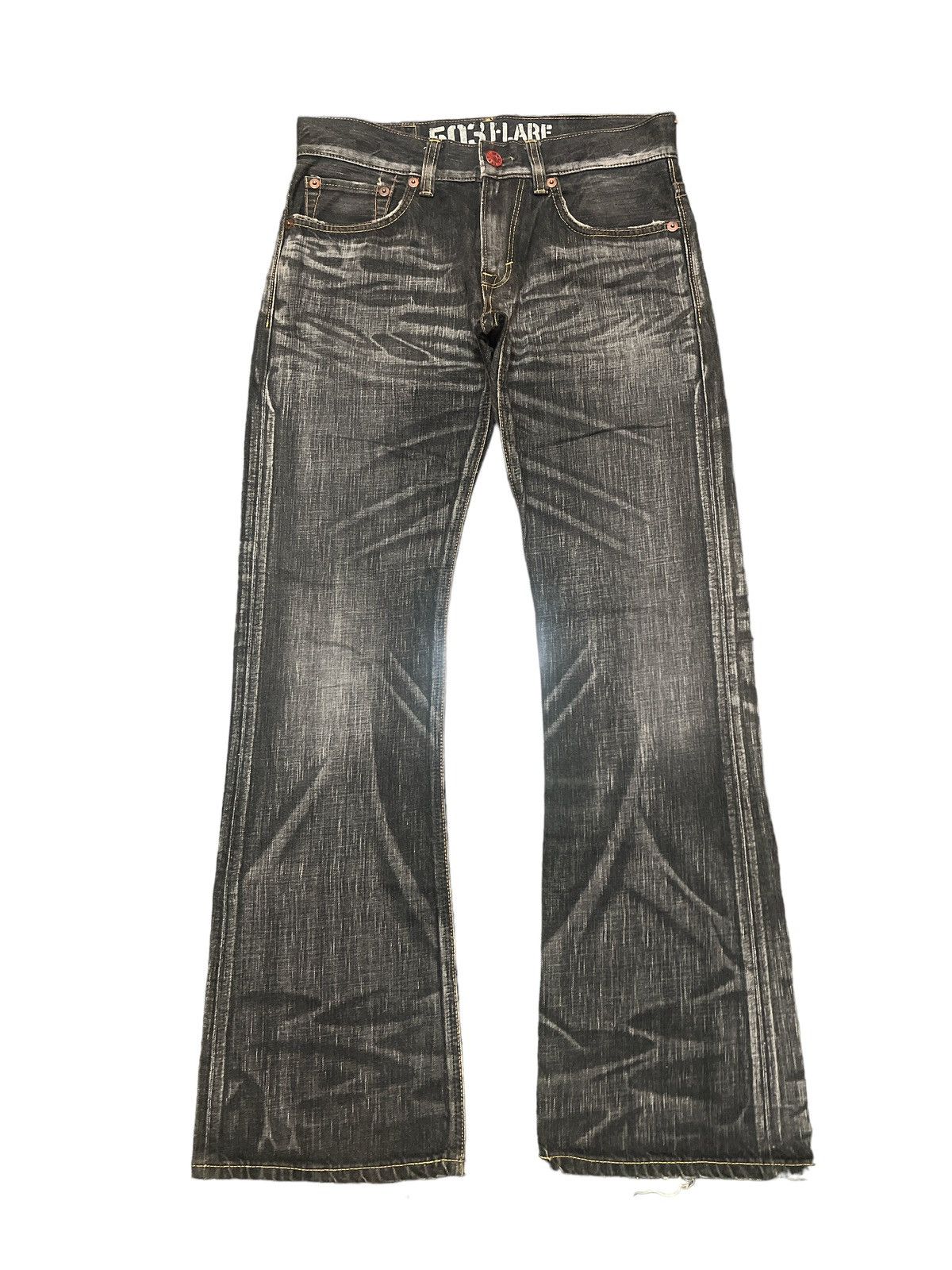 Japanese Brand FLARED💥RARE COLOUR EDWIN 503 DISTRESSED DENIM PANT Size US 29 - 1 Thumbnail