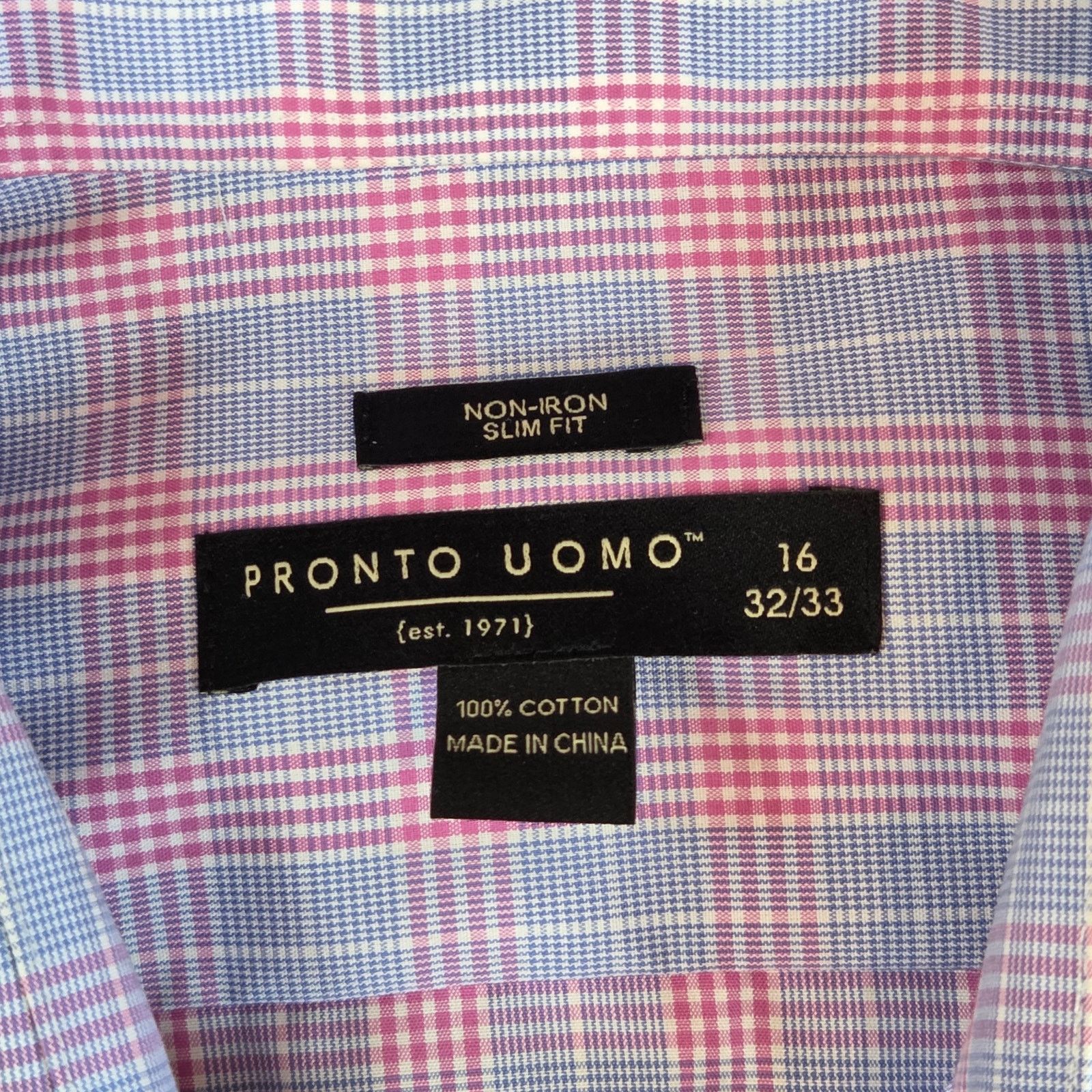 Pronto Uomo Pronto Uomo Slim Fit Plaid Dress Shirt 16 32/33 Size US M / EU 48-50 / 2 - 3 Thumbnail