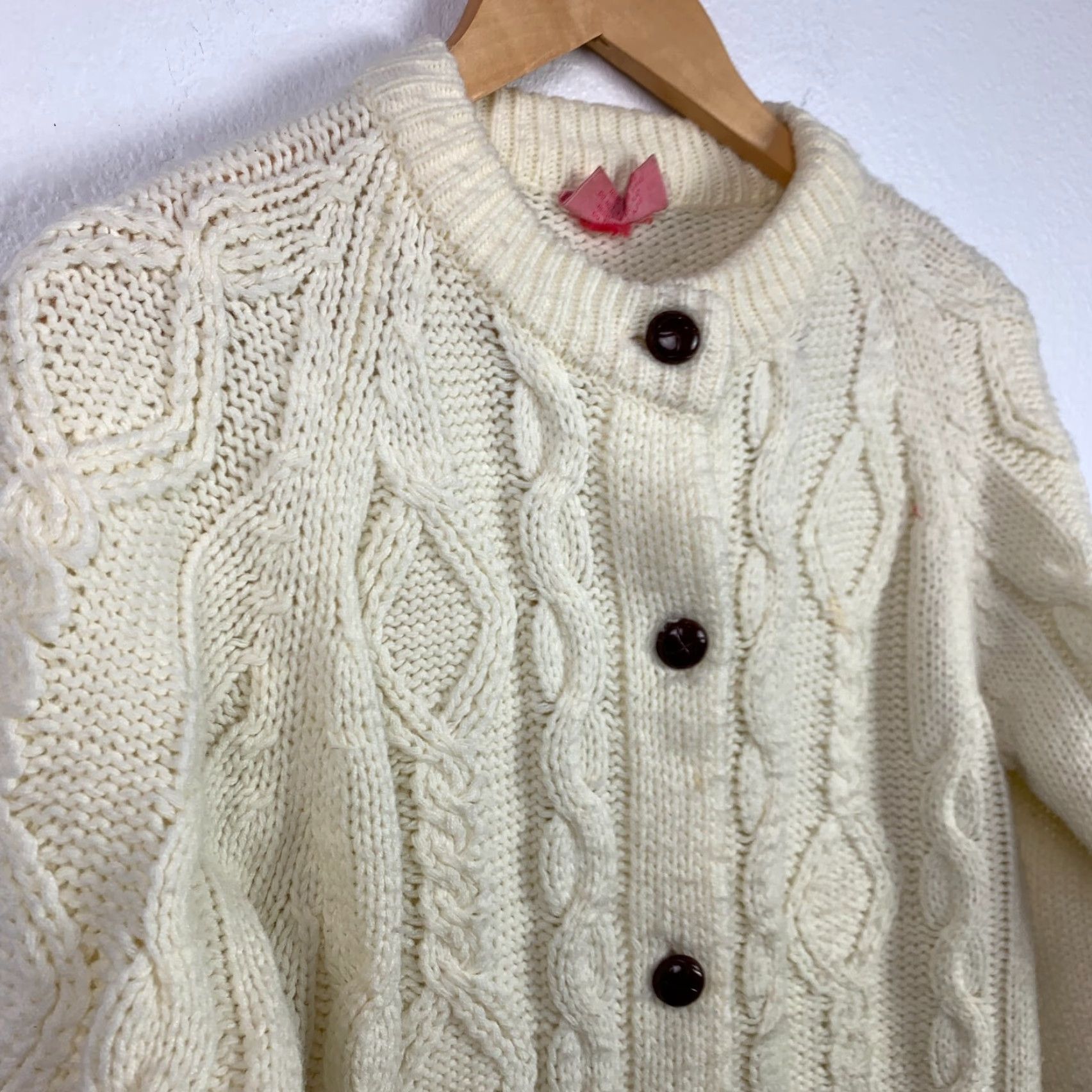 Vintage VINTAGE Adoria Ivory Chunky Knit Womens Cardigan Sweater M Taiwan Acrylic 1960s Boho Mens/Womens Size M / US 6-8 / IT 42-44 - 3 Thumbnail