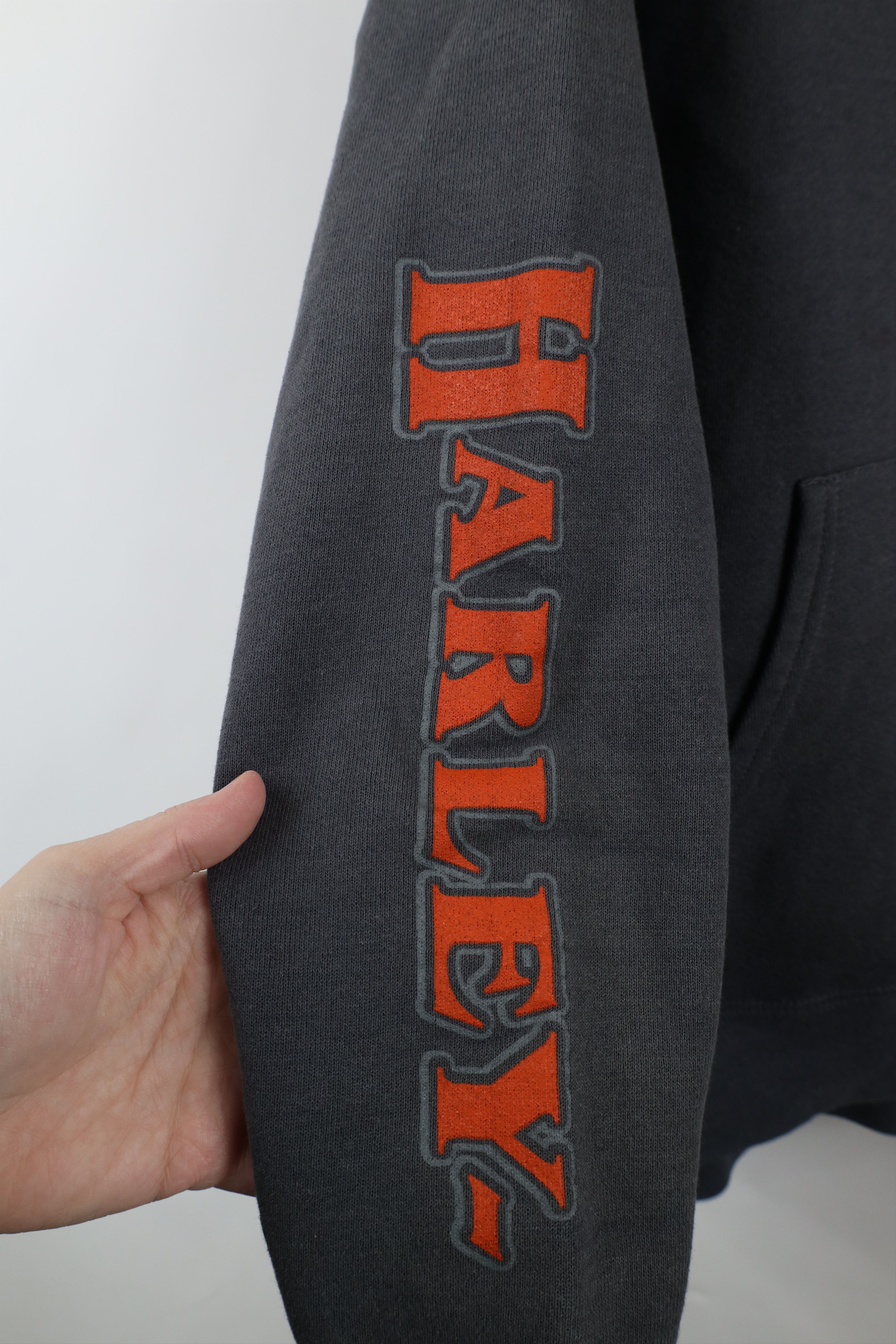 Harley Davidson × Vintage Vintage Y2K Harley Davidson Spell Out Hoodie Sweatshirt Gray Size US XL / EU 56 / 4 - 9 Thumbnail