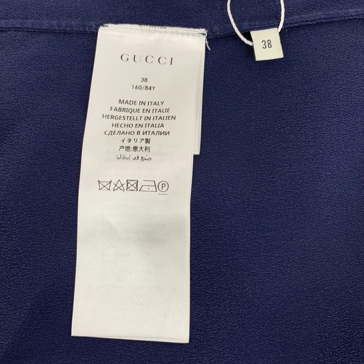 Gucci Gucci Dark Blue Lace Detail Silk Long Sleeve Shirt K26WX Size M / US 6-8 / IT 42-44 - 7 Thumbnail