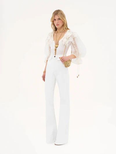 Chloe o1loc1c10226 High-rise Flare Jeans in White Size 27" / US 4 / IT 40 - 3 Thumbnail