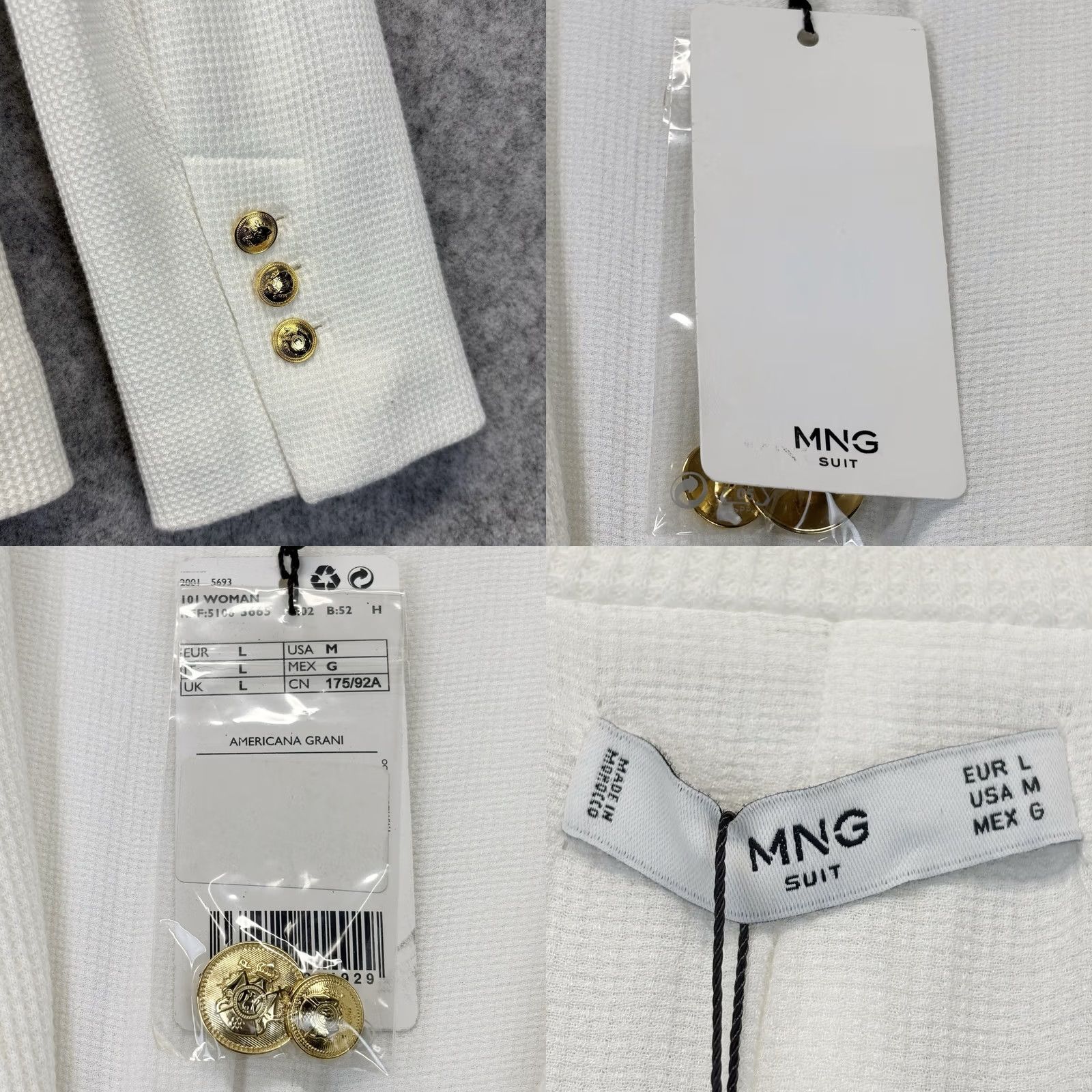 Mango VINTAGE not applicable MNG Mango Blazer Jacket Ivory Women’s L Casual Defects Size L / US 10 / IT 46 - 8 Thumbnail