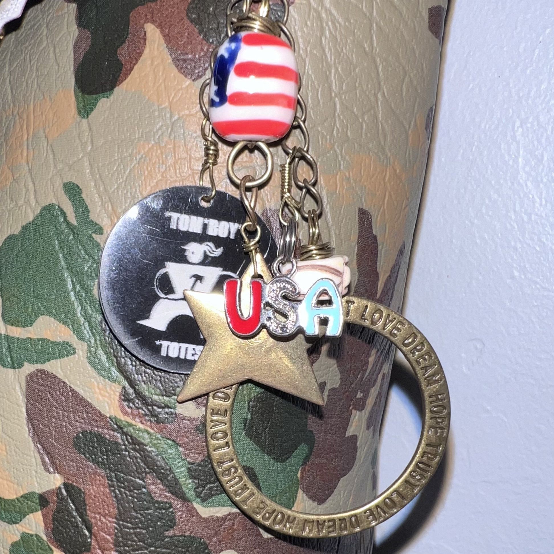 Other RARE Custom TOM BOY TOTES Bag - Floral Camo, Rivets, Charms Size ONE SIZE - 9 Thumbnail
