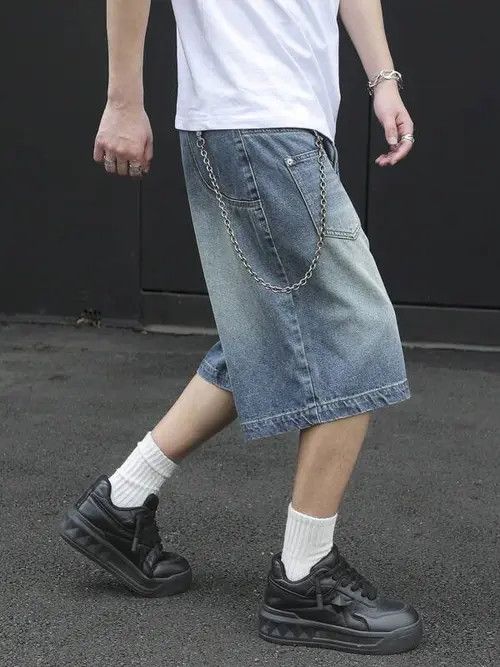 Jean Fukada x Aoki Designer jeans jorts Y2K Drip shorts Size US 32 / EU 48 - 7 Thumbnail