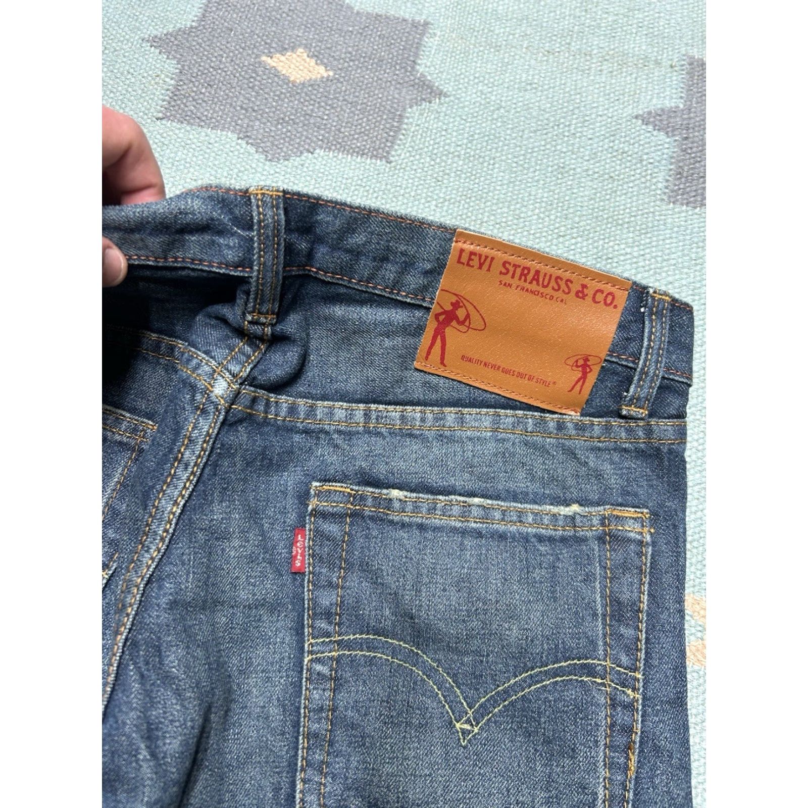 Levi's VINTAGE Levi’s Offender Jeans Low Rise Straight Leg Faded Dark Wash 31x34 Mens Jeans Size US 31 - 4 Thumbnail