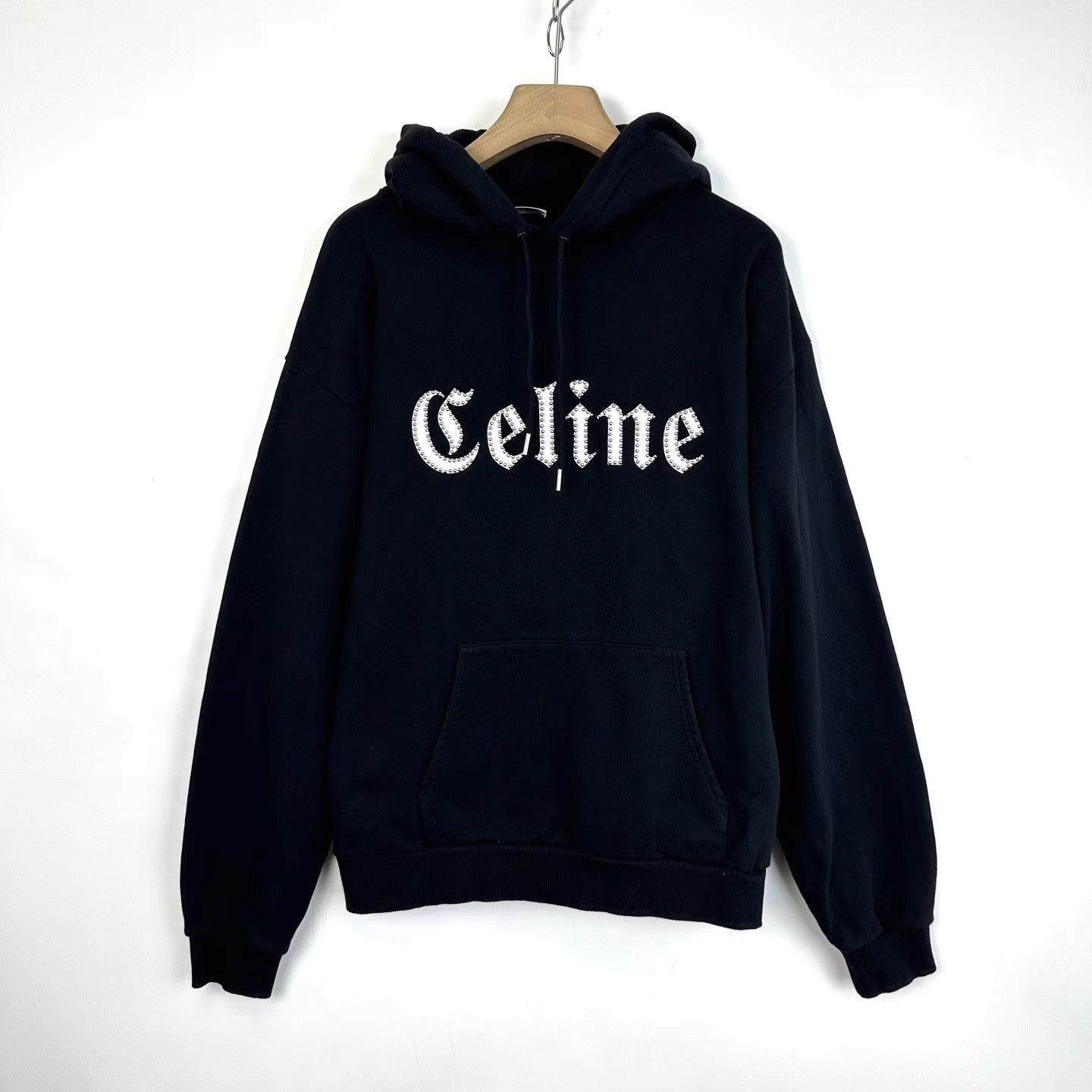 Celine Celine SS22 Cosmic Cruiser Black Fleece Studded Hoodie K12 Size XL / US 12-14 / IT 48-50 - 1 Thumbnail