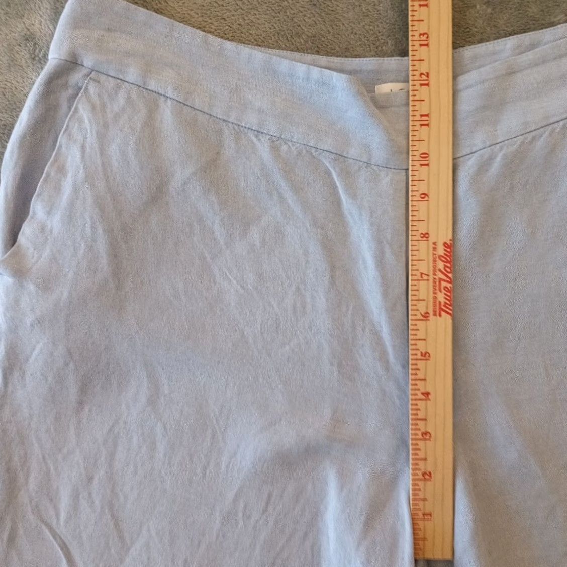 Ann Taylor Ann Taylor Loft Capri Pants Womens Size 14 Blue Wide-Leg Linen Blend Pockets 36x21 Size 36" / US 14 / IT 50 - 4 Thumbnail