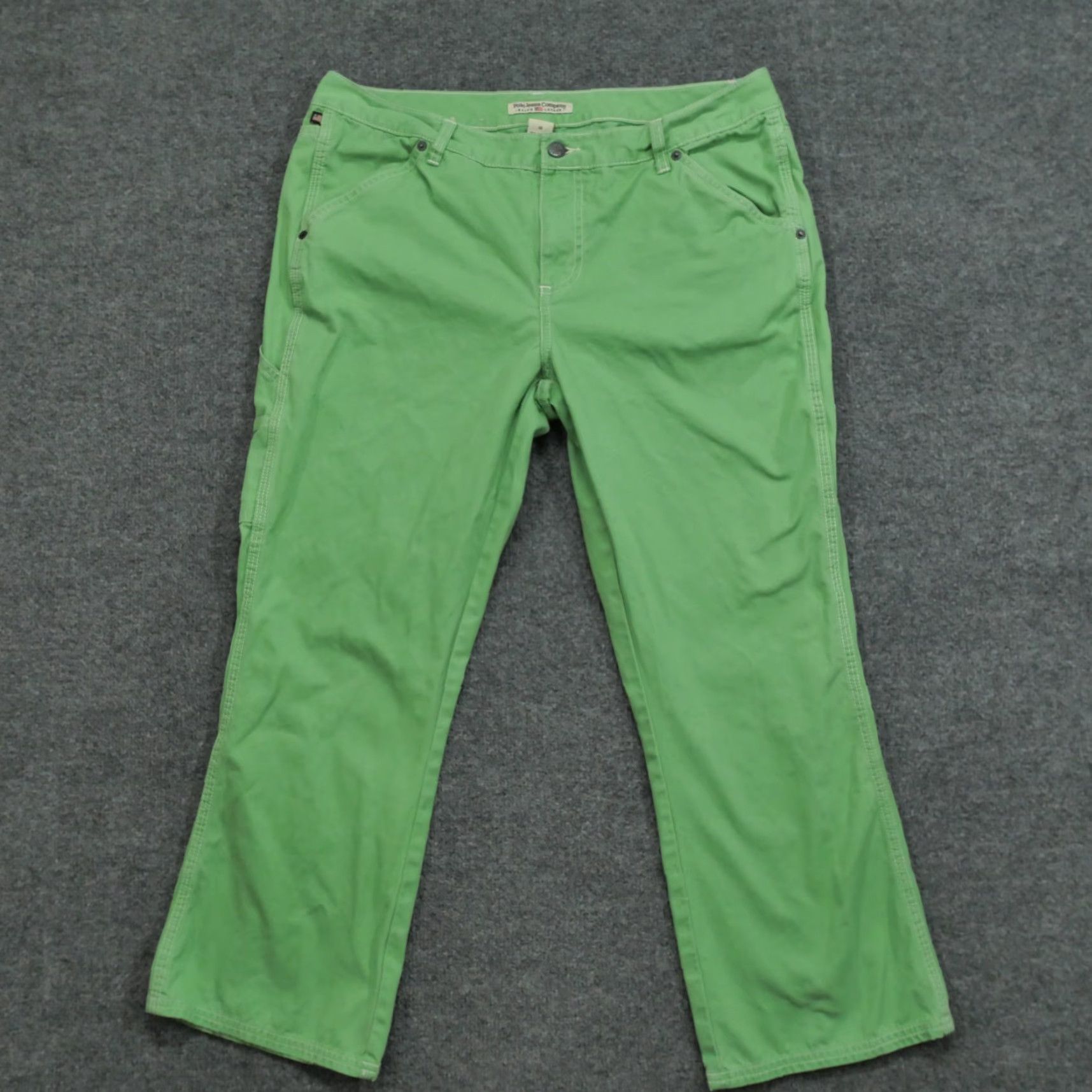 Rag & Bone VINTAGE Polo Jeans Ralph Lauren Pants Womens 14 Green Cotton Cropped 34x24 Y2K - Pants - Women - 14 - Green - Cropped - Casual - Wool? Size 36" / US 14 / IT 50 - 2 Thumbnail