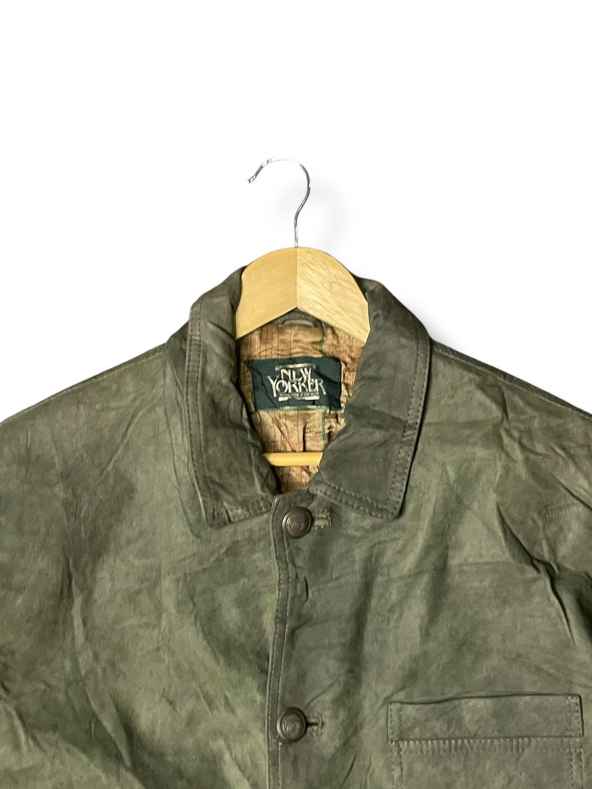 Vintage New Yorker Brand Wax Leather Jacket (64) Size US M / EU 48-50 / 2 - 6 Thumbnail