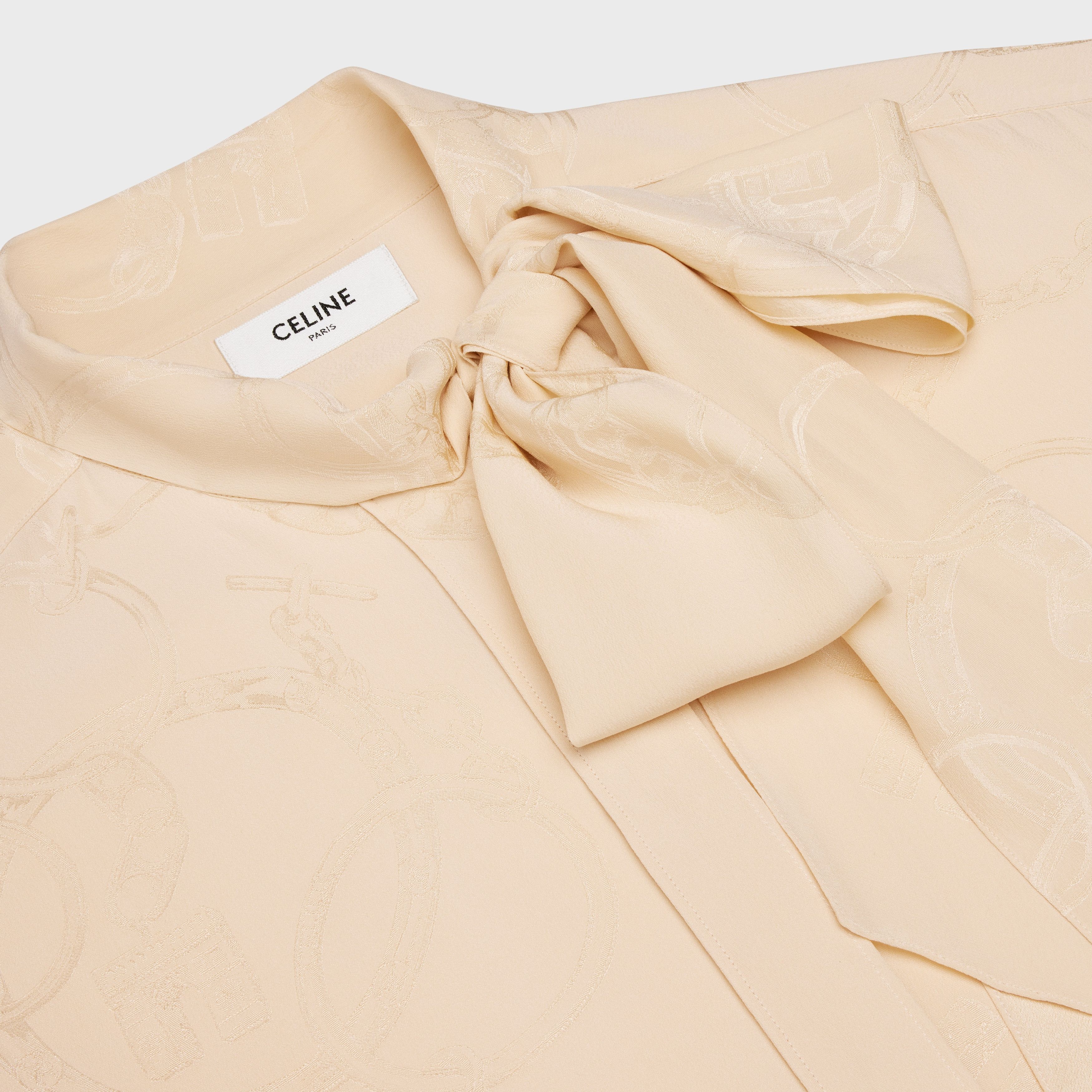Celine o1w1db11124 Silk Shiny Matte Boyfriend Shirt in Cream Size XXS / US 00 / IT 34 - 3 Thumbnail