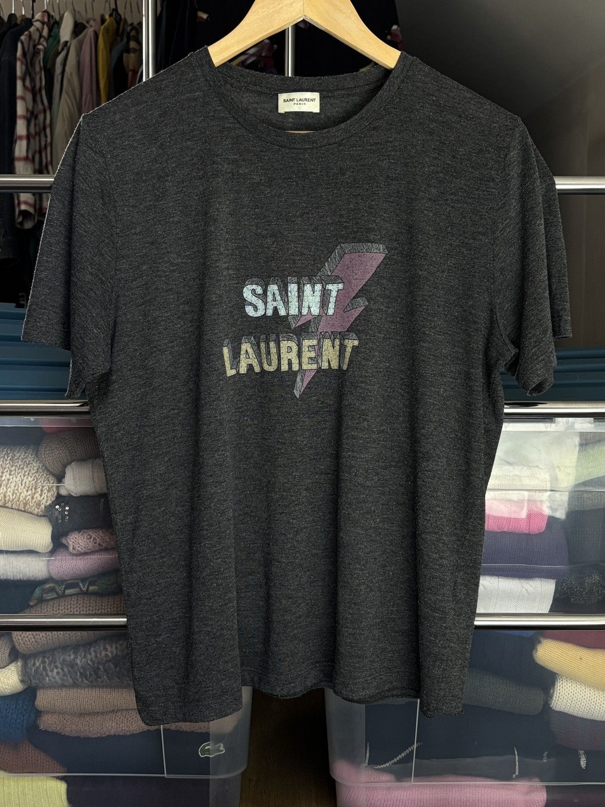 Saint Laurent Paris Lightning Bolt SLP T-Shirt Travis Scott