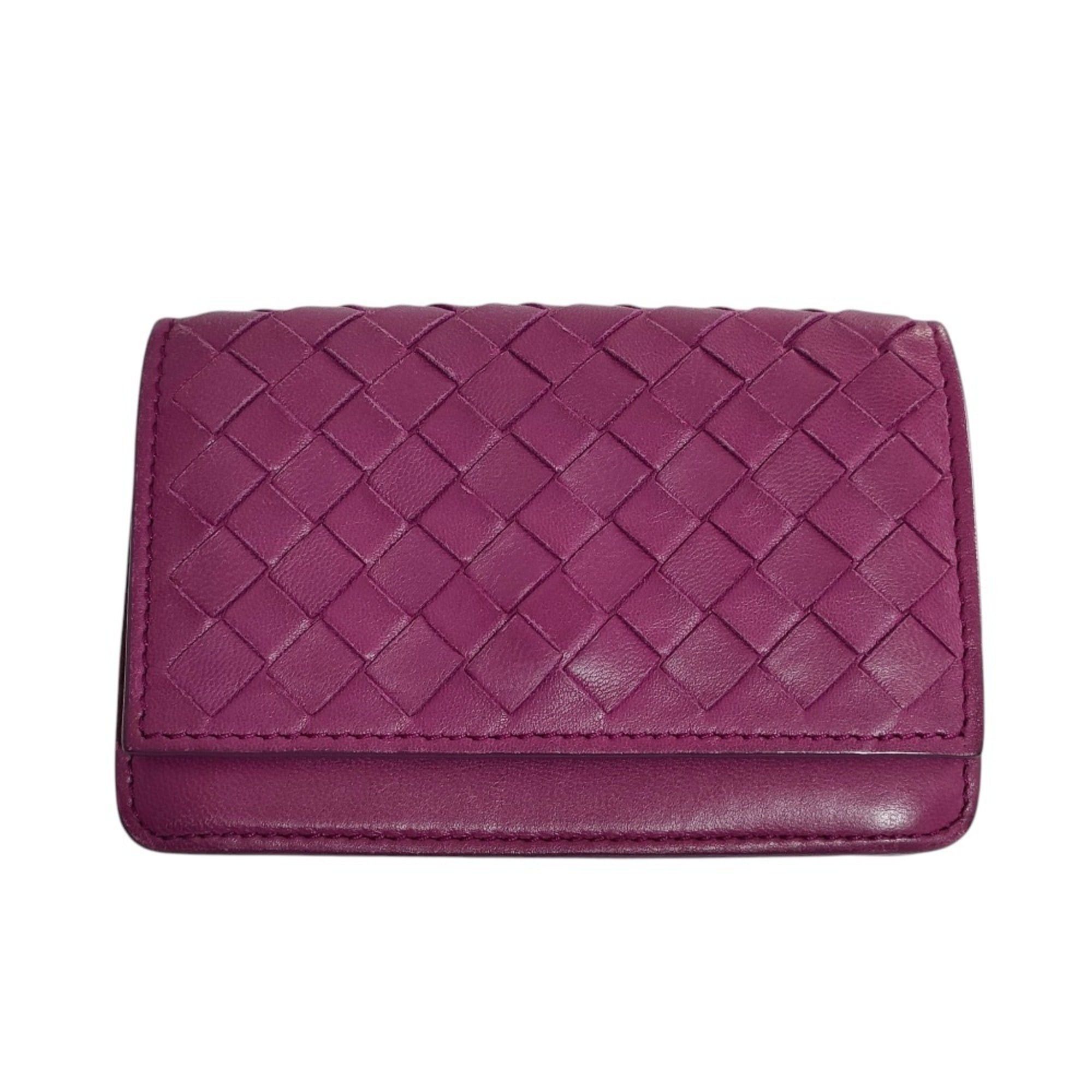 Bottega Veneta BOTTEGA VENETA Intrecciato Leather Business Card Case 133945 Purple Women's Luxs Pre-owned Brands Size ONE SIZE - 1 Thumbnail