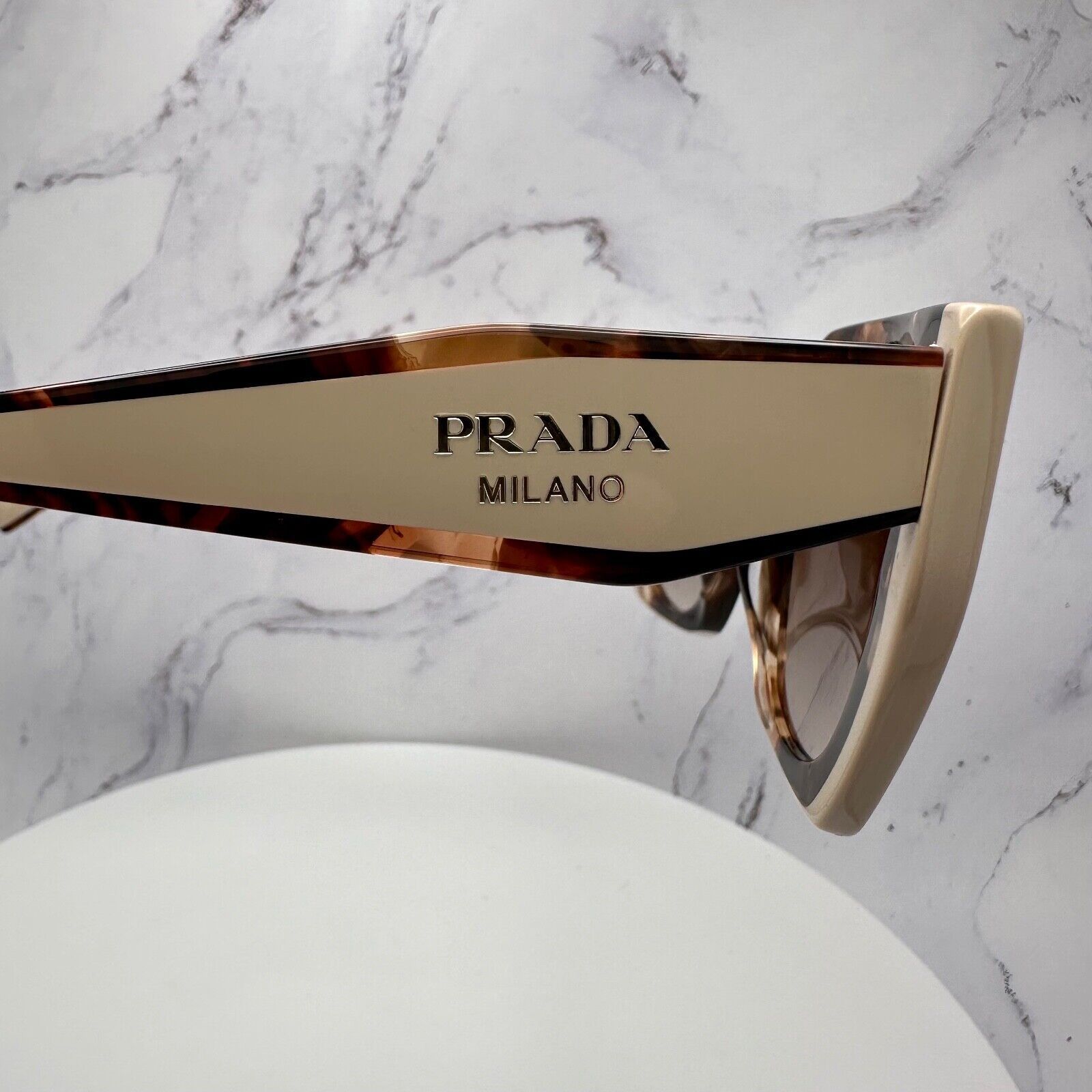 Prada New PRADA Sunglasses Symbole Logo Brown Beige Tortoise Gold Size ONE SIZE - 14 Thumbnail