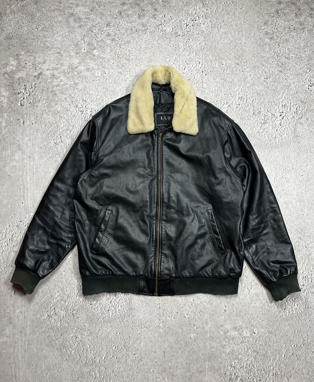 Leather Vintage Aviator Bomber Jacket Leather Shearling Collar XXL Size US XXL / EU 58 / 5 - 1 Thumbnail