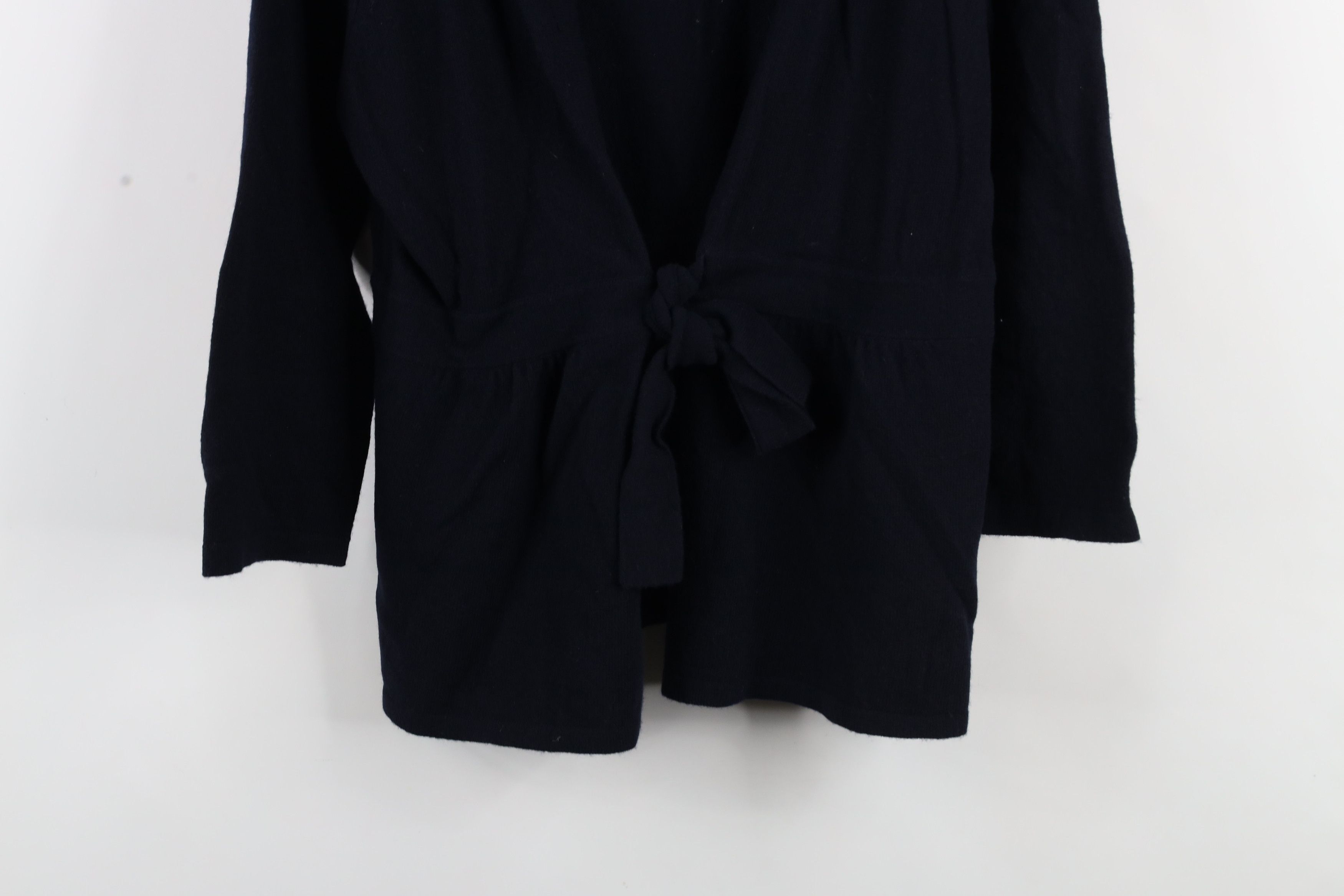 J.Crew × Vintage Vintage J Crew Cashmere Knit Tie Front Cardigan Sweater Navy Size L / US 10 / IT 46 - 3 Thumbnail