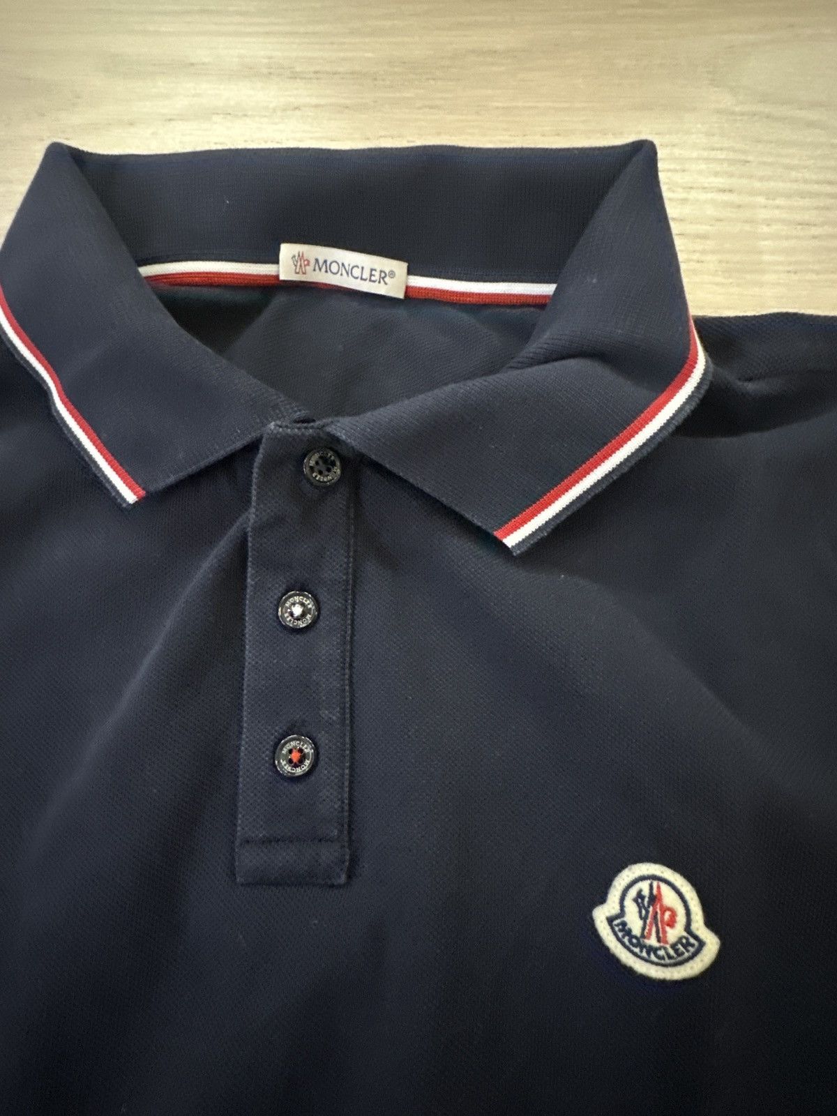 Moncler Navy Blue Moncler Logo Patch Polo Shirt Size US XL / EU 56 / 4 - 3 Thumbnail