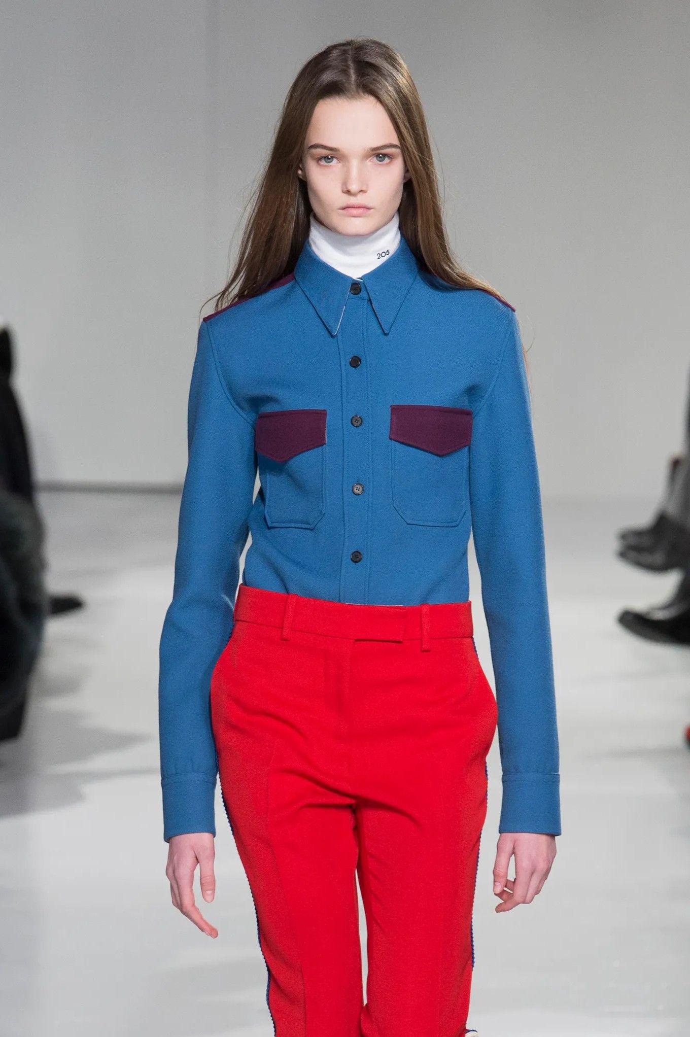 Calvin Klein 205W39NYC F/W 2017 Runway Blue Wool Cowboy Western Shirt Size S / US 4 / IT 40 - 1 Thumbnail