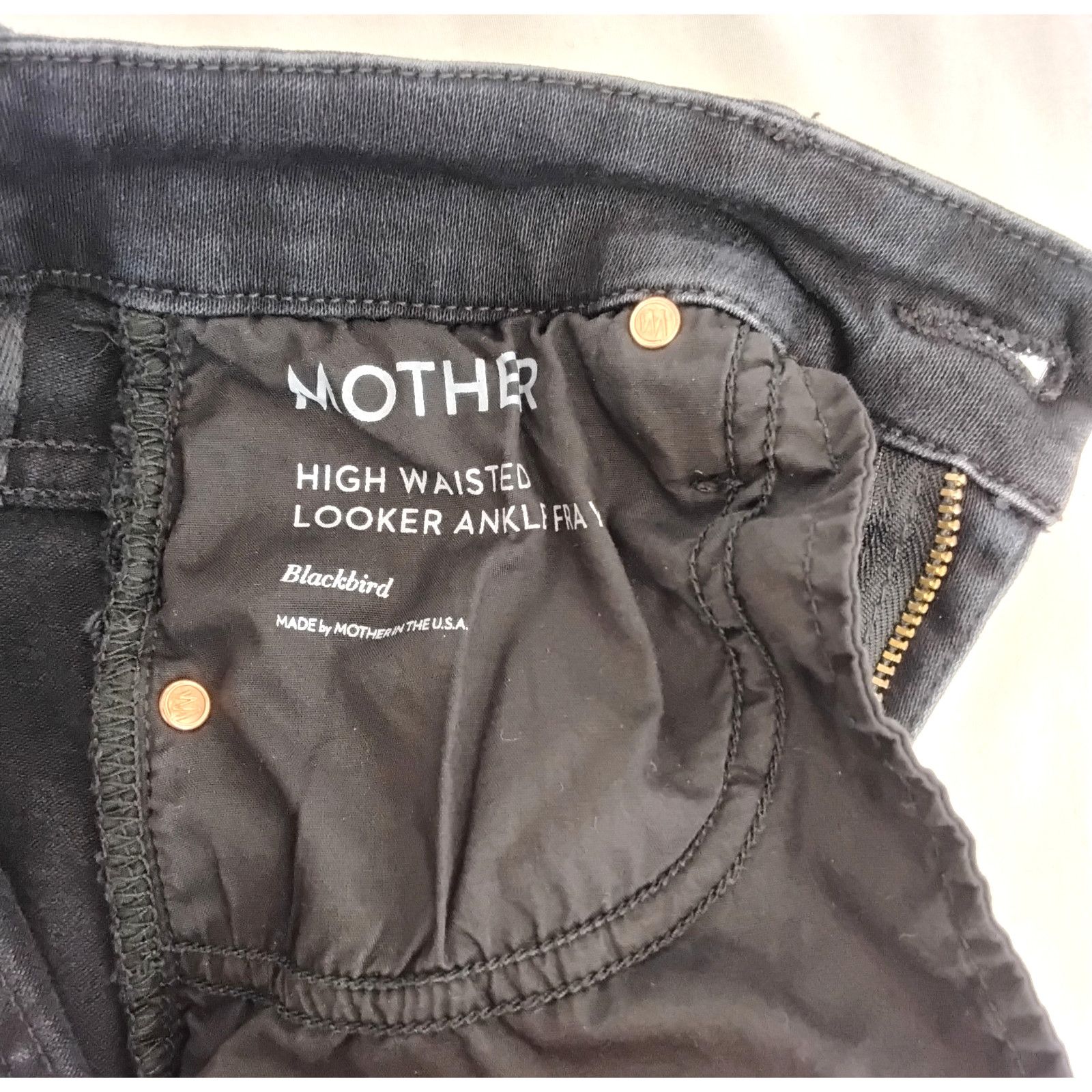 MOTHER Mother Looker Ankle Fray Jeans Women's 25 Black High Waisted Size 25" / US 0 / IT 36 - 5 Thumbnail