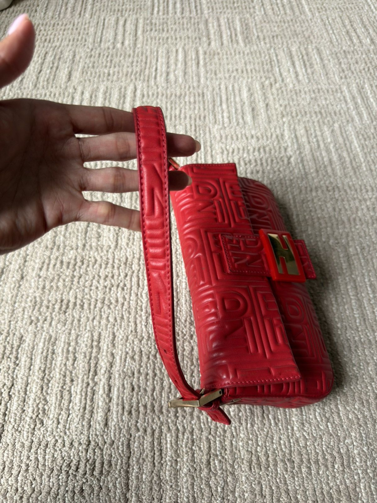 Fendi Fendi Baguette - 1997 Re-edition - Red Nappa Leather - Gold Size ONE SIZE - 13 Thumbnail