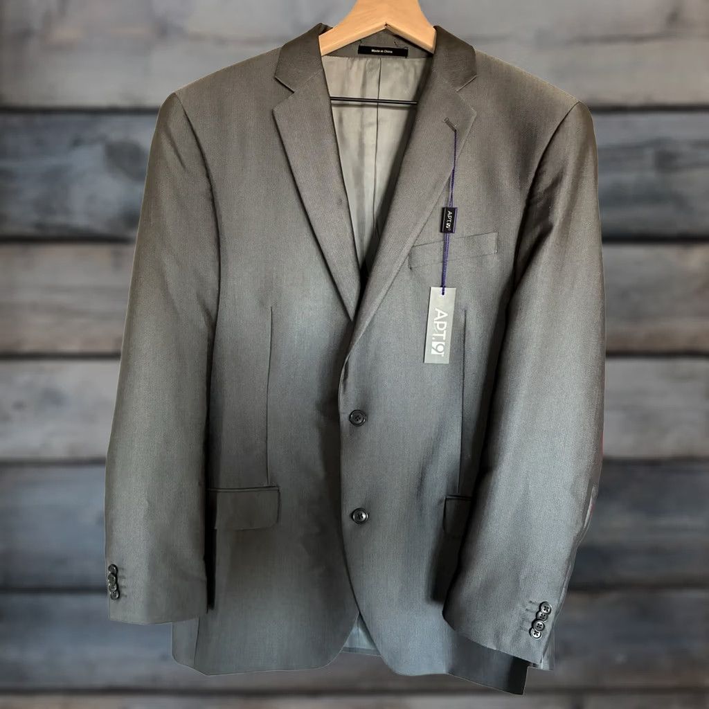 Apt. 9 apt. 9 suit jacket long 42 mens gray two-button formal coat 2 piece Size 42R - 1 Thumbnail