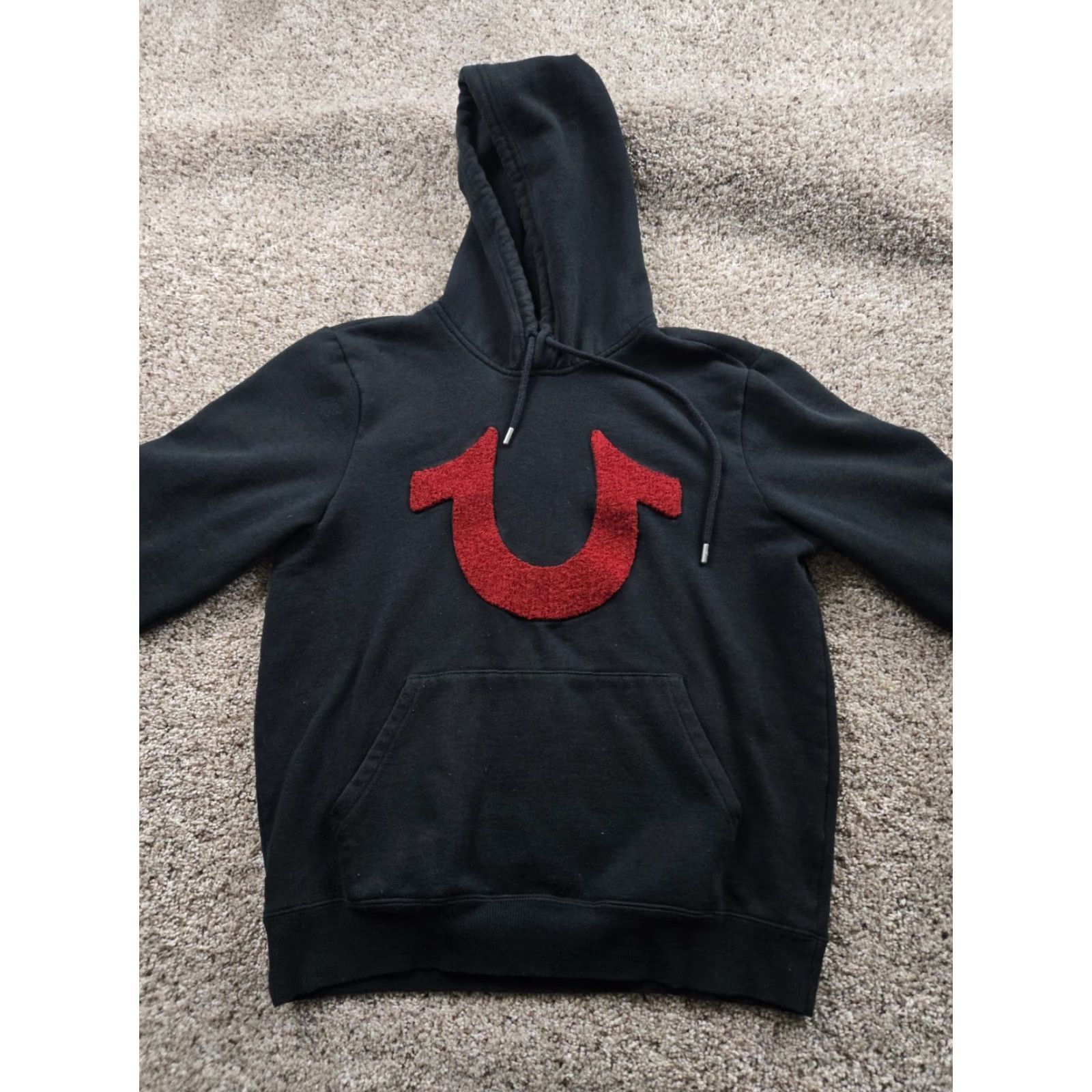 True Religion True Religion Hoodie Mens M Black Horseshoe Chenille Stitched Zip Pockets Logo Regular Knit Pullover Hoodie Mens Size US M / EU 48-50 / 2 - 3 Thumbnail