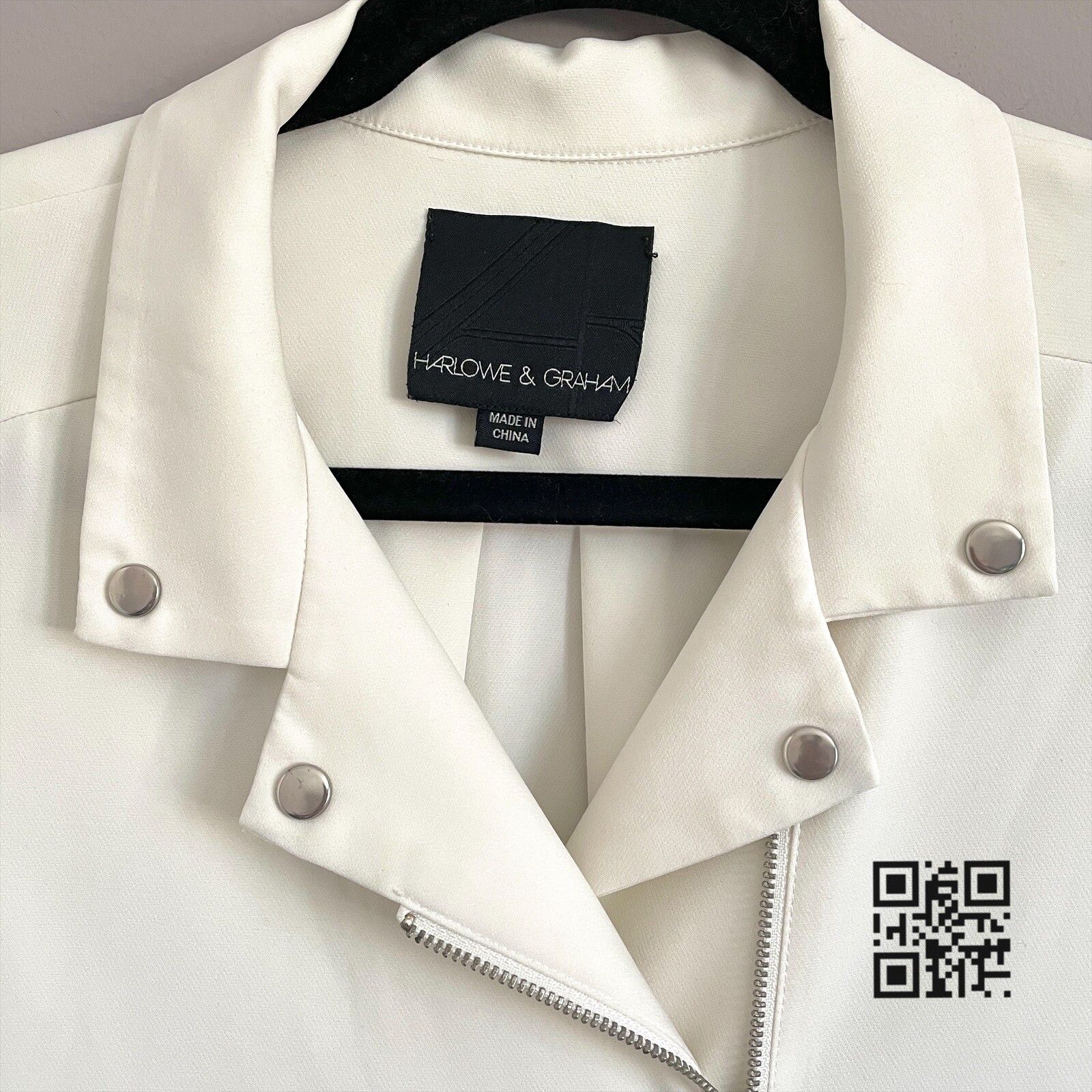 Other Harlowe & Graham Ivory White Biker Style Light Jacket - S Size S / US 4 / IT 40 - 3 Thumbnail