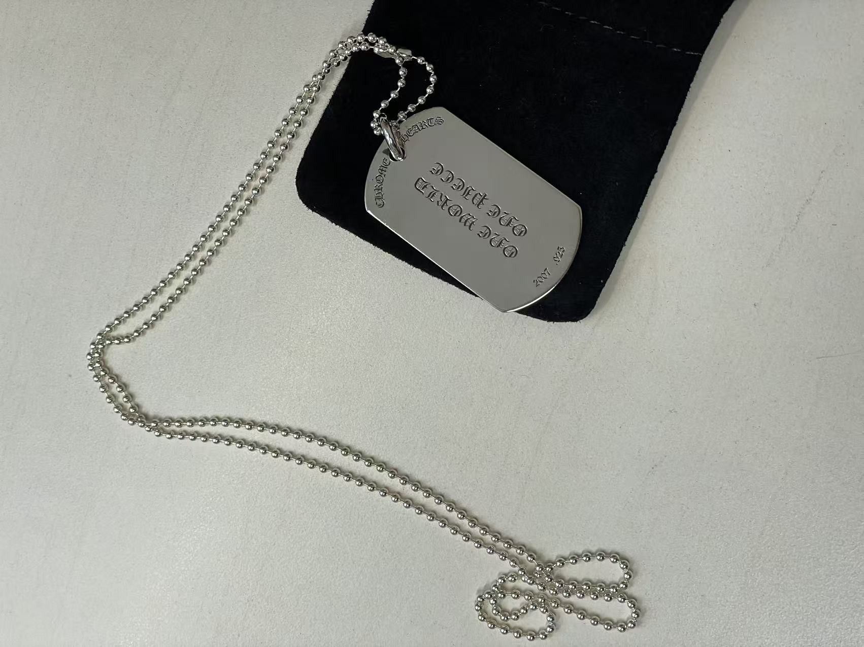 Chrome Hearts Chrome Hearts Silver Fleur Large Dog Tag Necklace Size ONE SIZE - 8 Thumbnail