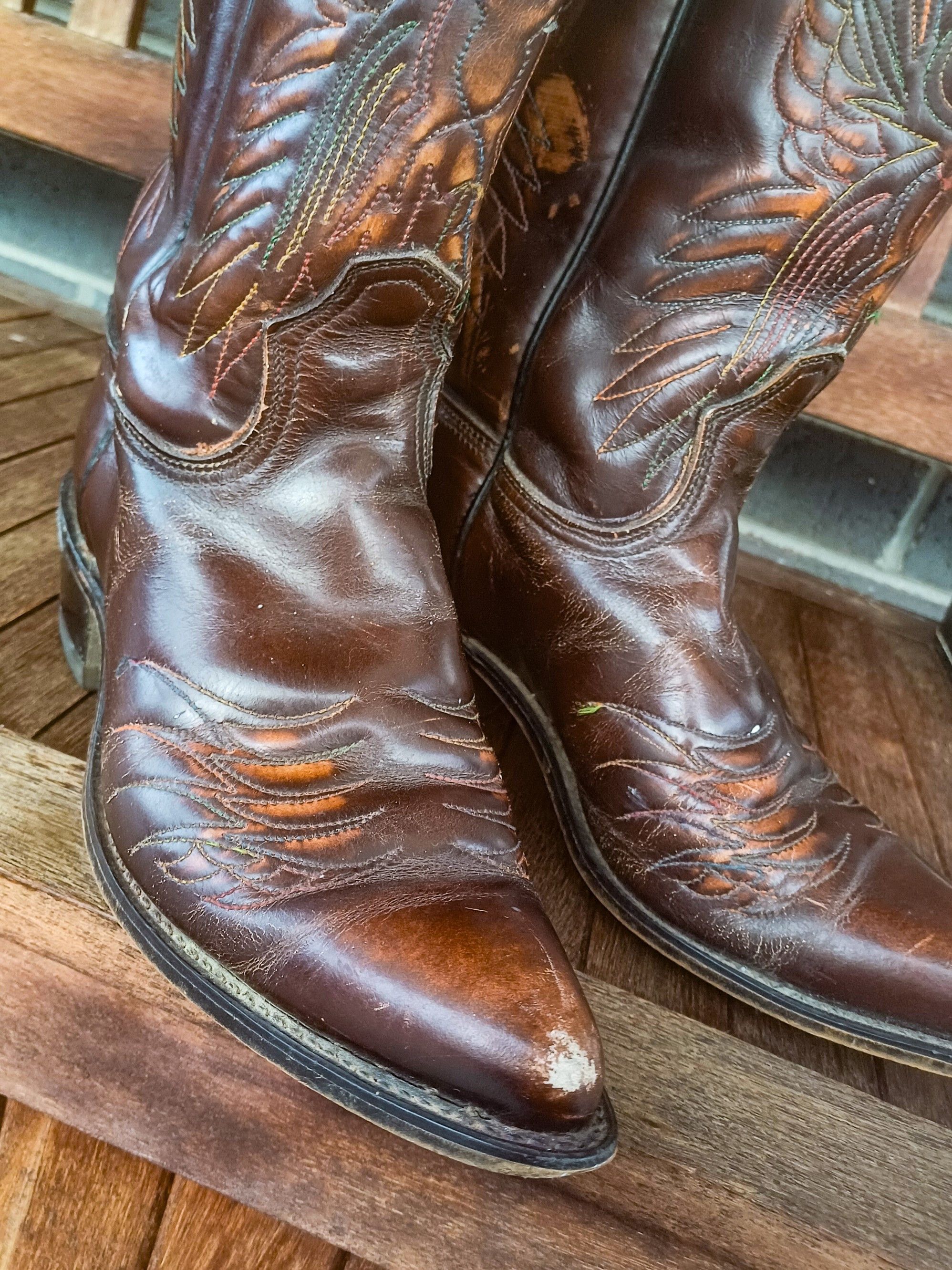 Cowboy Equipment Acme 1970s Thunderbird Rising Phoenix Western Cowboy Boots Size US 6 / IT 36 - 4 Thumbnail