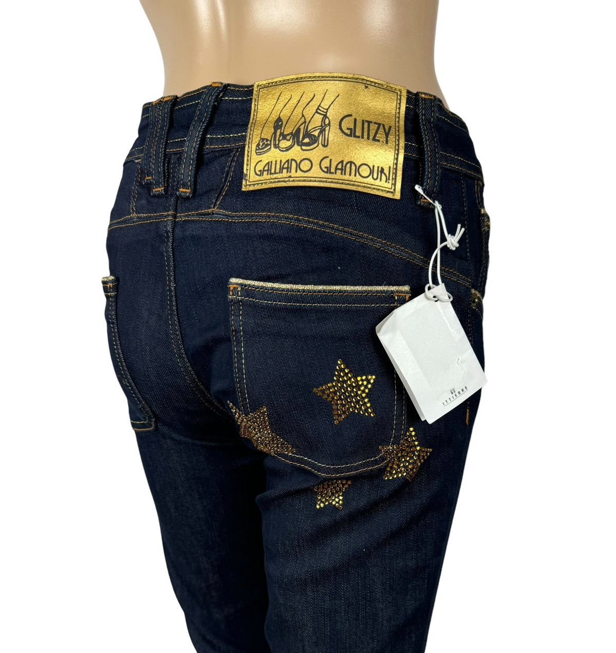 John Galliano Galliano Glitzy Jeans Bootcut Sequin Stars size 25 Size 25" / US 0 / IT 36 - 8 Thumbnail