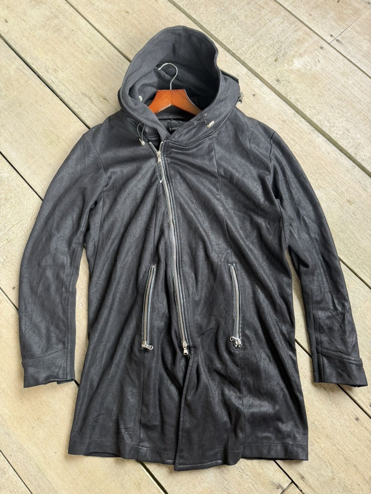 Tornado Mart Rare Johnny Wolf Asymmetrical Wax Zipper Hoodie Size US M / EU 48-50 / 2 - 5 Thumbnail