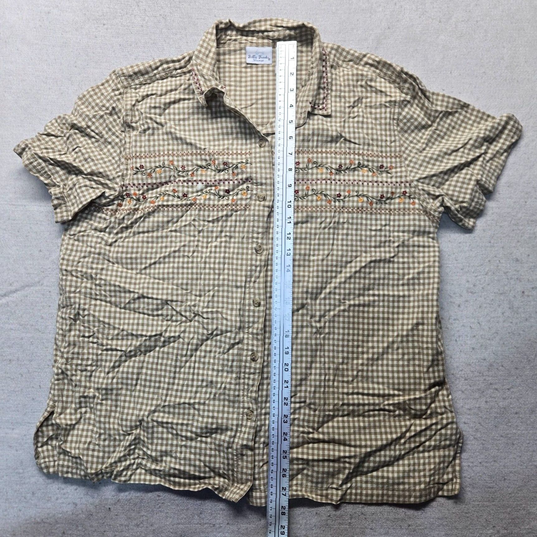 Vintage VINTAGE Bobbie Brooks Brown Floral Embroidered Button-Up Short Sleeve Shirt Women Plus 18W Size XXL / US 16-18 / IT 52-54 - 5 Thumbnail