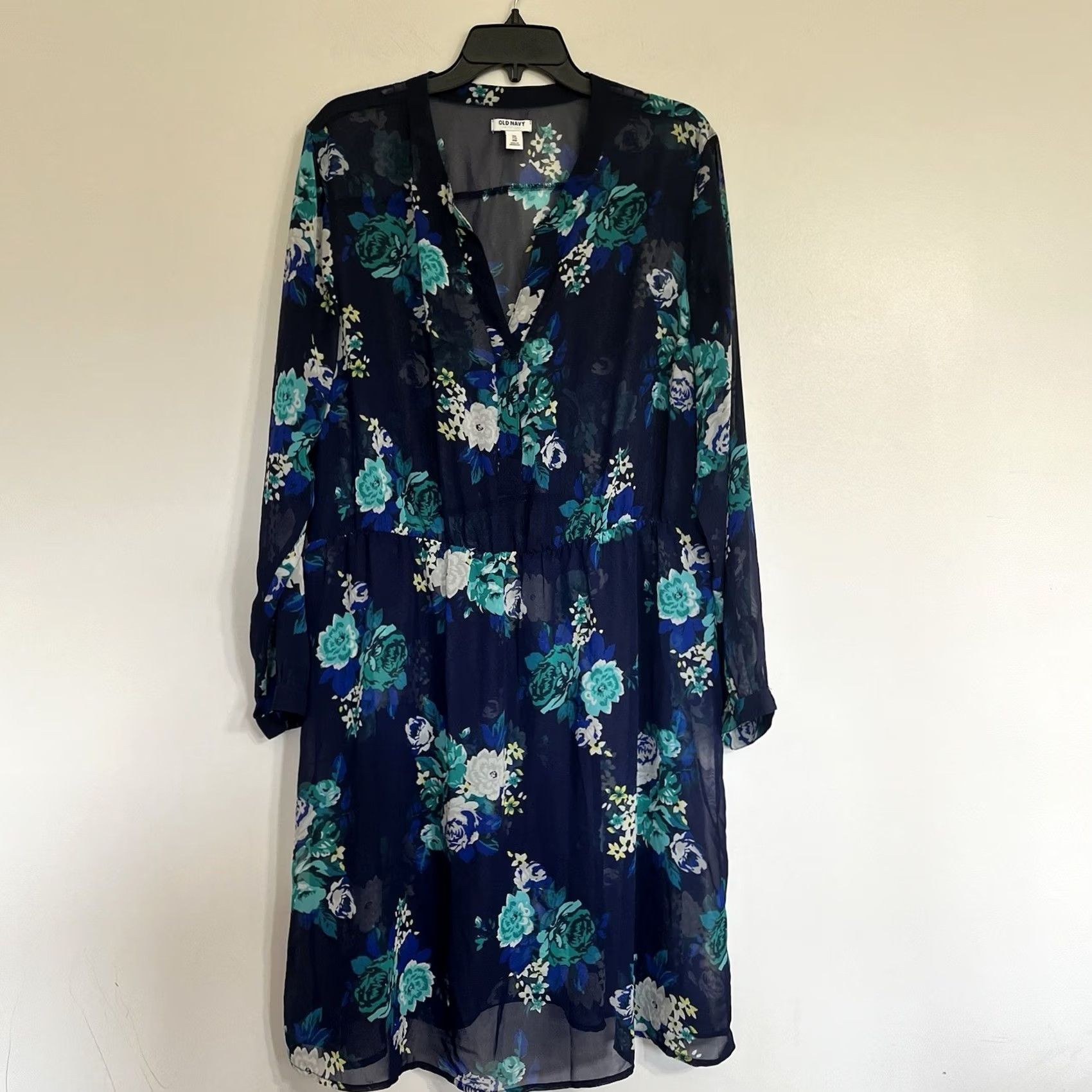 old navy long sleeve floral dress Navy Long-Sleeve Midi with Bold Blooms This mini dress with raglan sleeves and V neck form an attractive frame for neck and shoulder Unique Bargains Women's Floral V