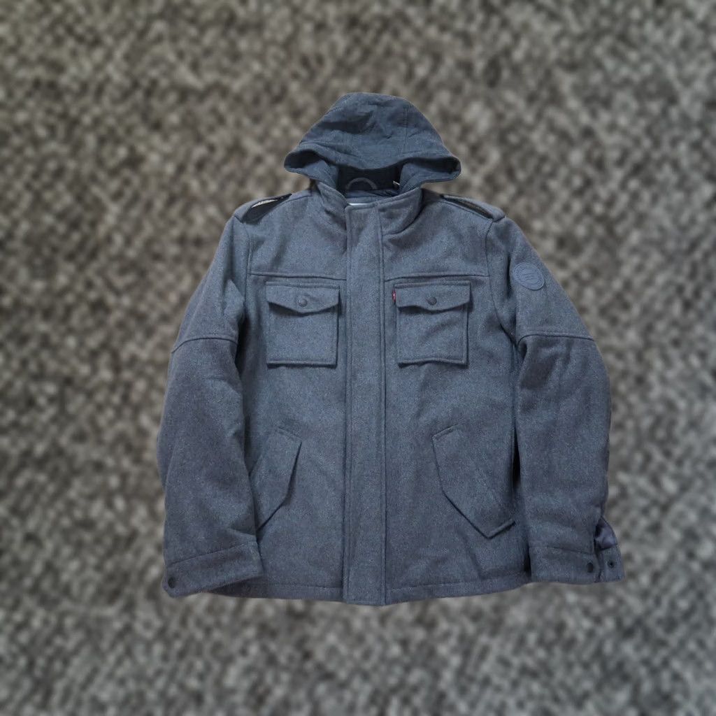 Levi's VINTAGE Levi's Full Zip pea coat Men's Large Gray hooded Jacket insualted Size US L / EU 52-54 / 3 - 1 Thumbnail