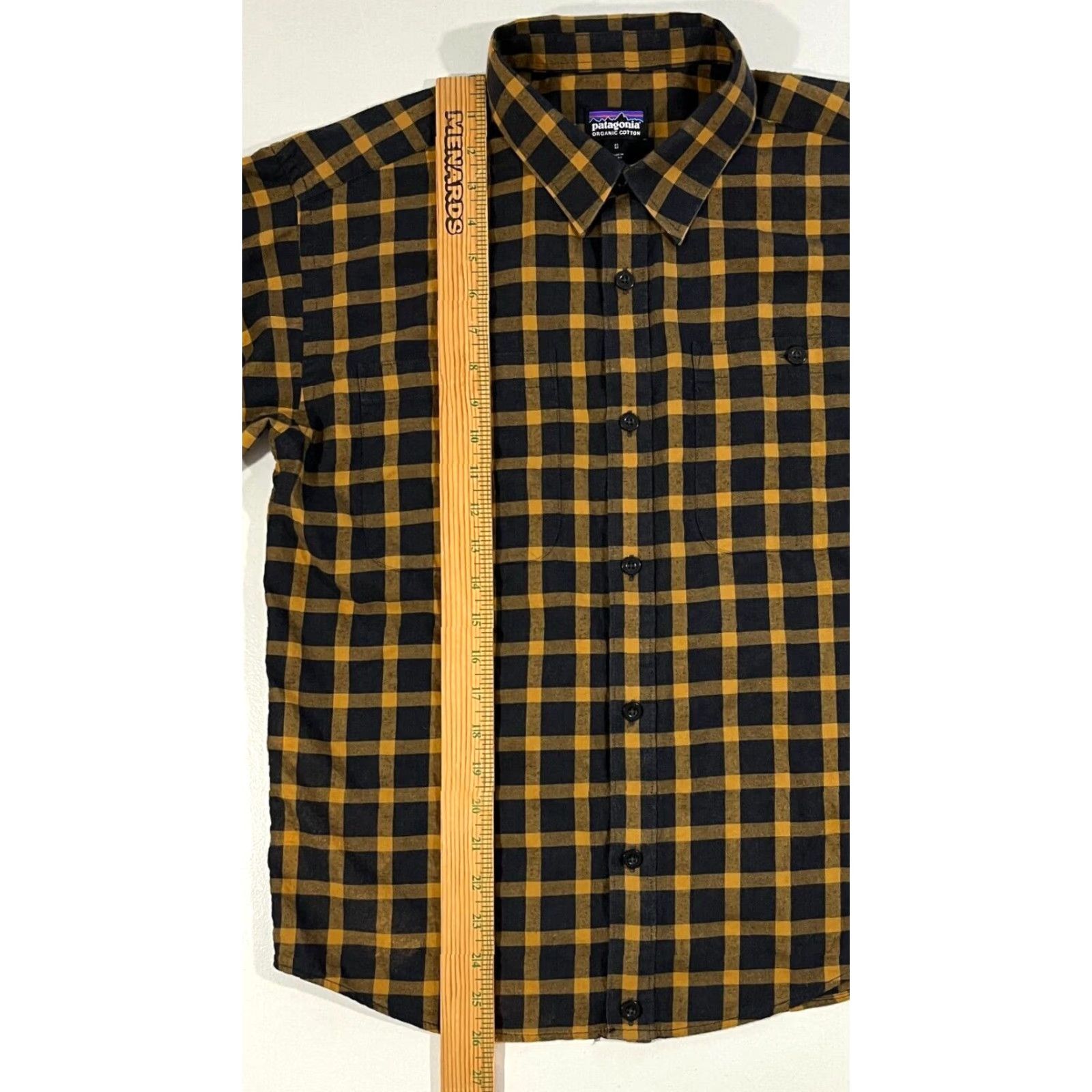 Patagonia VINTAGE Patagonia Men's Plaid Pima Cotton Shirt Long Sleeve Sz M Mustard Yellow Black Button-Up Collared Pocketed Outdoor Classic Mens Size US M / EU 48-50 / 2 - 6 Thumbnail