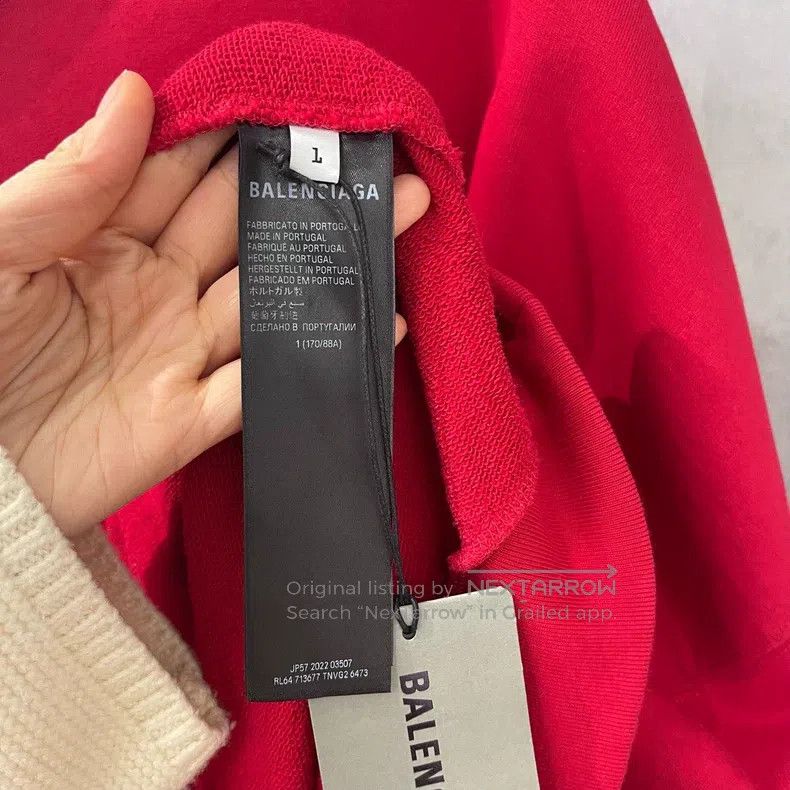 Balenciaga Balenciaga Tape Logo Red Hooded Sweatshirt Size US S / EU 44-46 / 1 - 3 Thumbnail