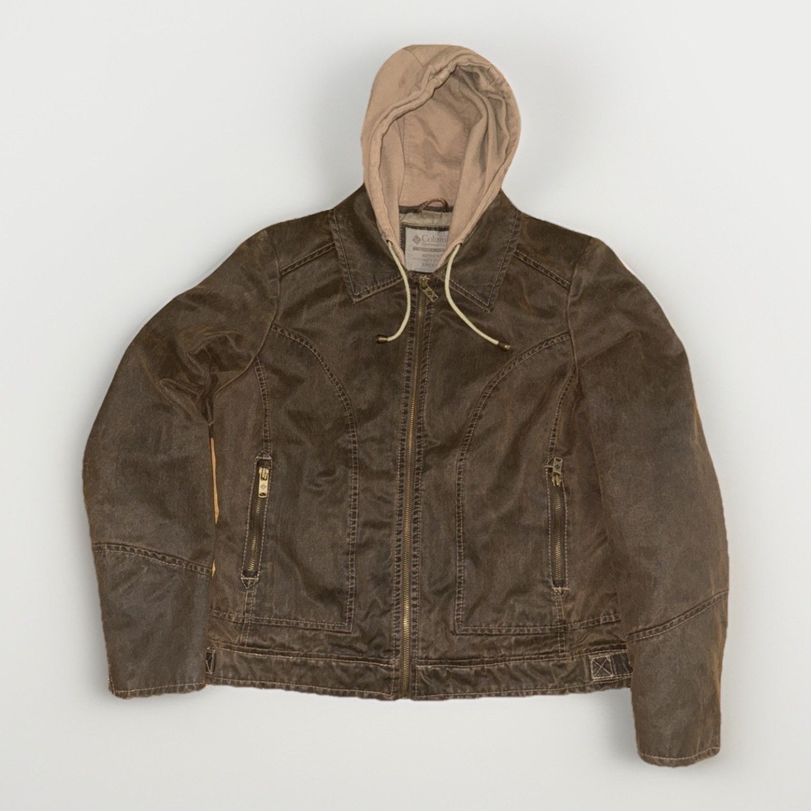 Columbia × Vintage Columbia Hooded Faux Leather Jacket Brown Men’s Large 20x23 Size US L / EU 52-54 / 3 - 1 Thumbnail