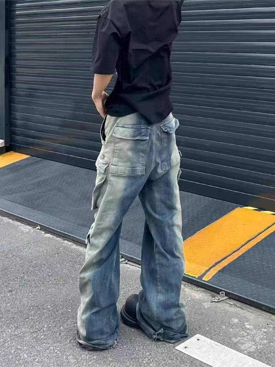 Designer × Jean × Vintage High Street Gradient Wash Y2K Hip Hop Micro Flare Work Jeans Size US 30 / EU 46 - 1 Thumbnail
