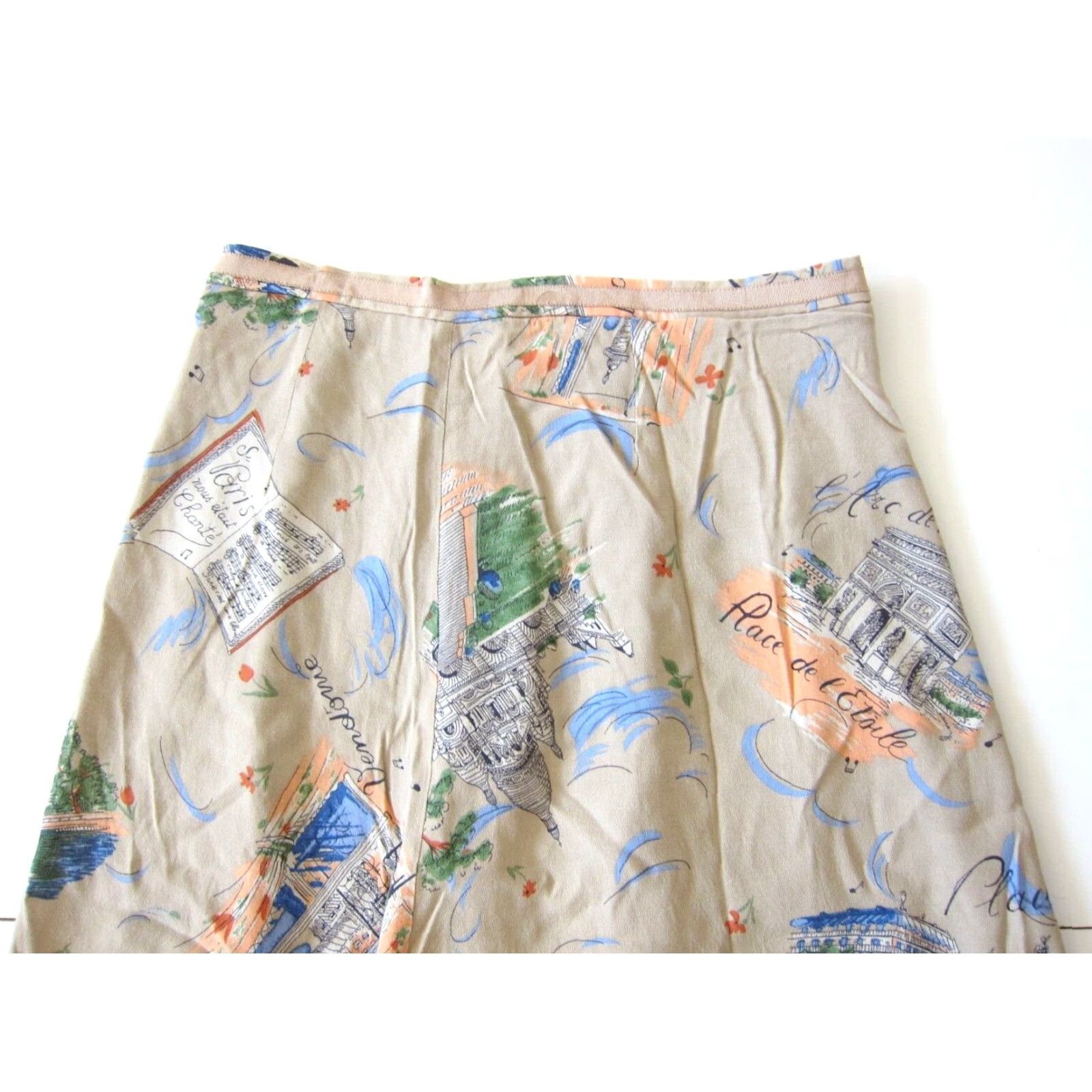 Liz Claiborne Vtg Liz Claiborne Skirt Paris Arc De Triomphe Brown Pink Blue Midi A-Line 10 Womens Zip Measurements 29" Waist 29" Waist to Hem Vintage Size 32" / US 10 / IT 46 - 3 Thumbnail