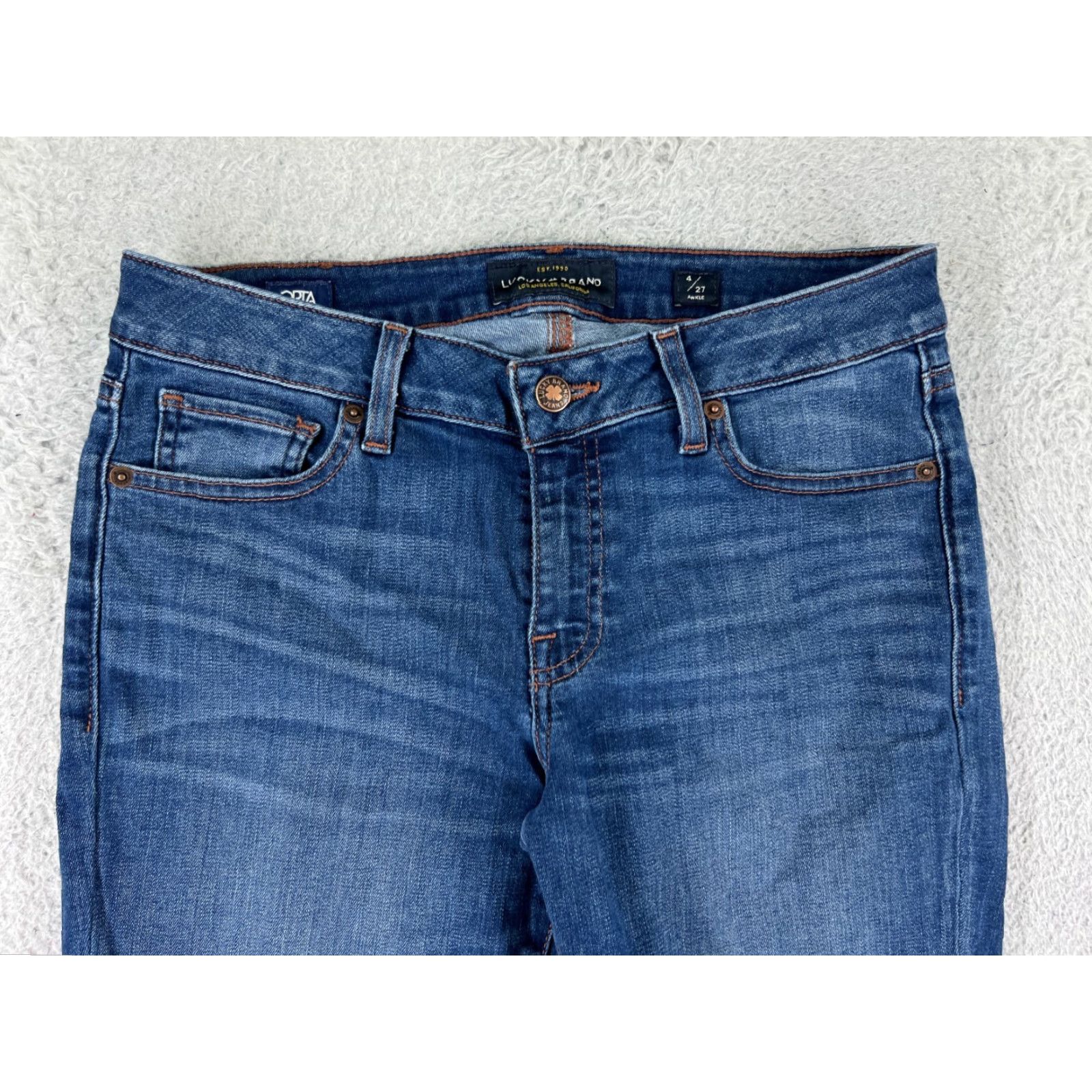 Lucky Brand VINTAGE Lucky Brand Jeans Women 4 Blue Denim Ankle Mid Rise 5-Pocket Lace/Logo Button Zip Cotton Blend Size 27" / US 4 / IT 40 - 5 Thumbnail
