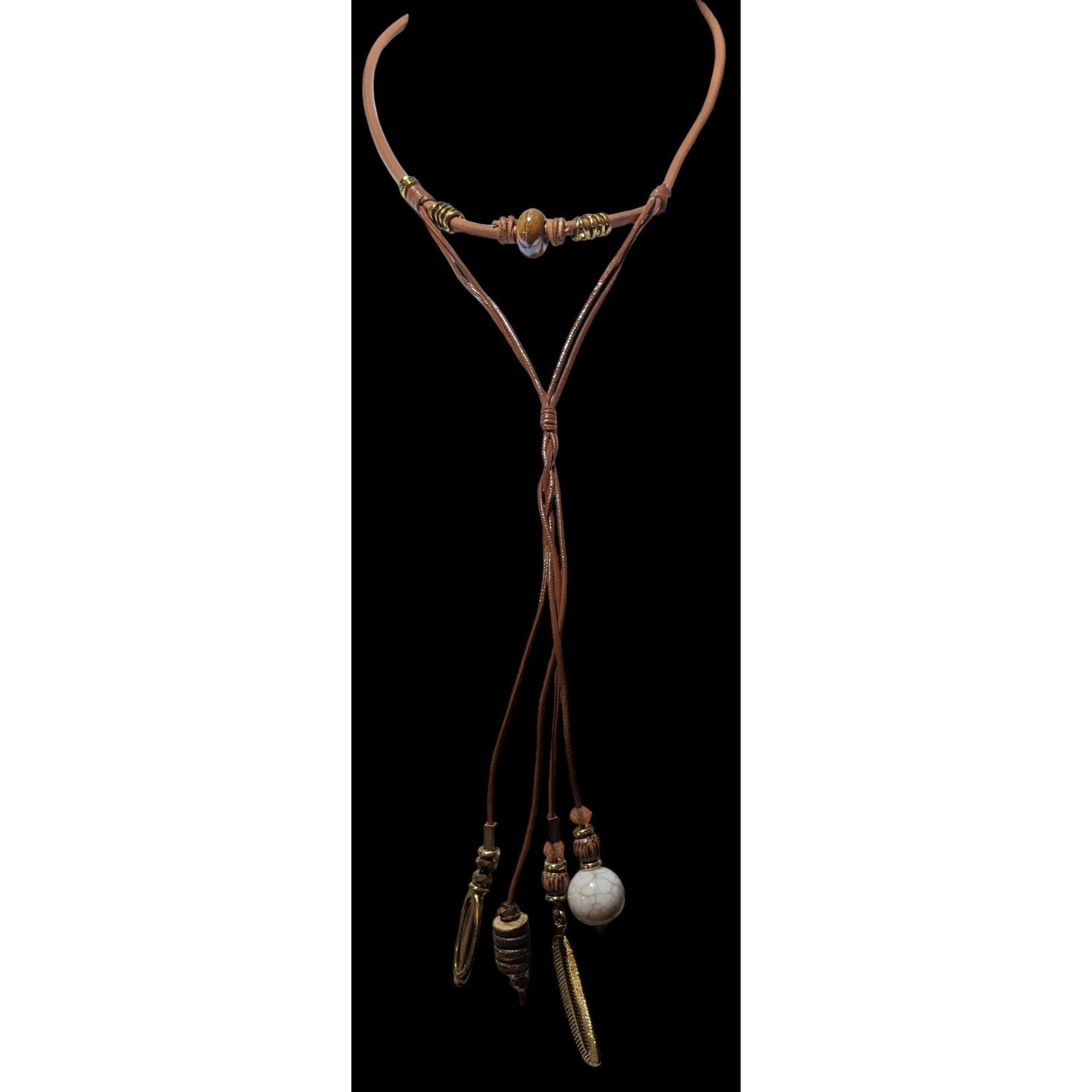Other Retro Bohemian Faux Leather Multilayer Charm Necklace Size ONE SIZE - 2 Thumbnail