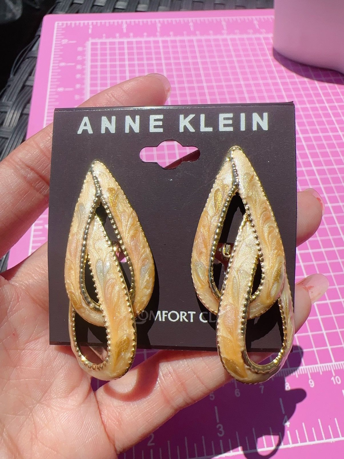 Anne Klein Anne Klein gold tone beige cream reflective amber double Size ONE SIZE - 2 Thumbnail