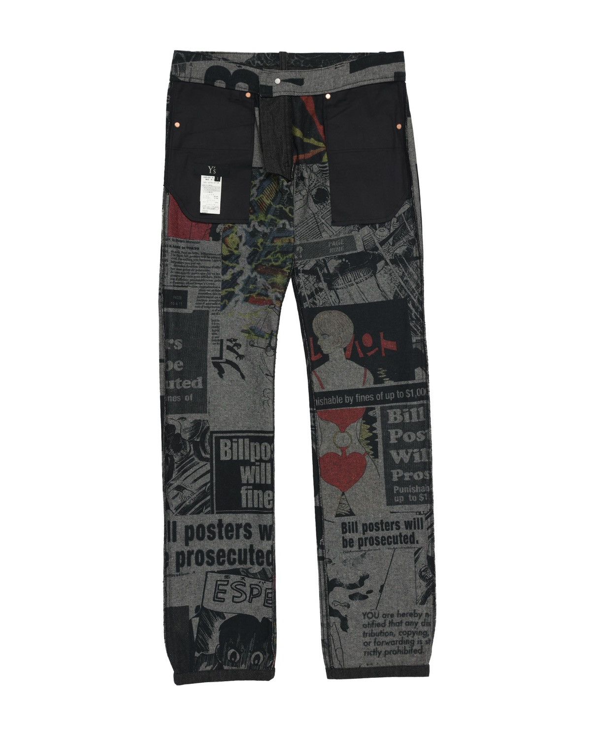 Yohji Yamamoto Y’s Anime/Manga Collage Denim Pants Size: 1 Size US 28 / EU 44 - 1 Thumbnail