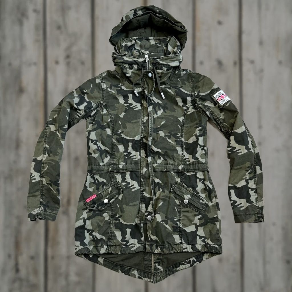 Superdry SUPERDRY Parka Jacket Women’s XS Hooded Camouflage Military Rookie Long Sleeve Zip Coat Regular Fit Century/90s Style Size XS / US 0-2 / IT 36-38 - 1 Thumbnail