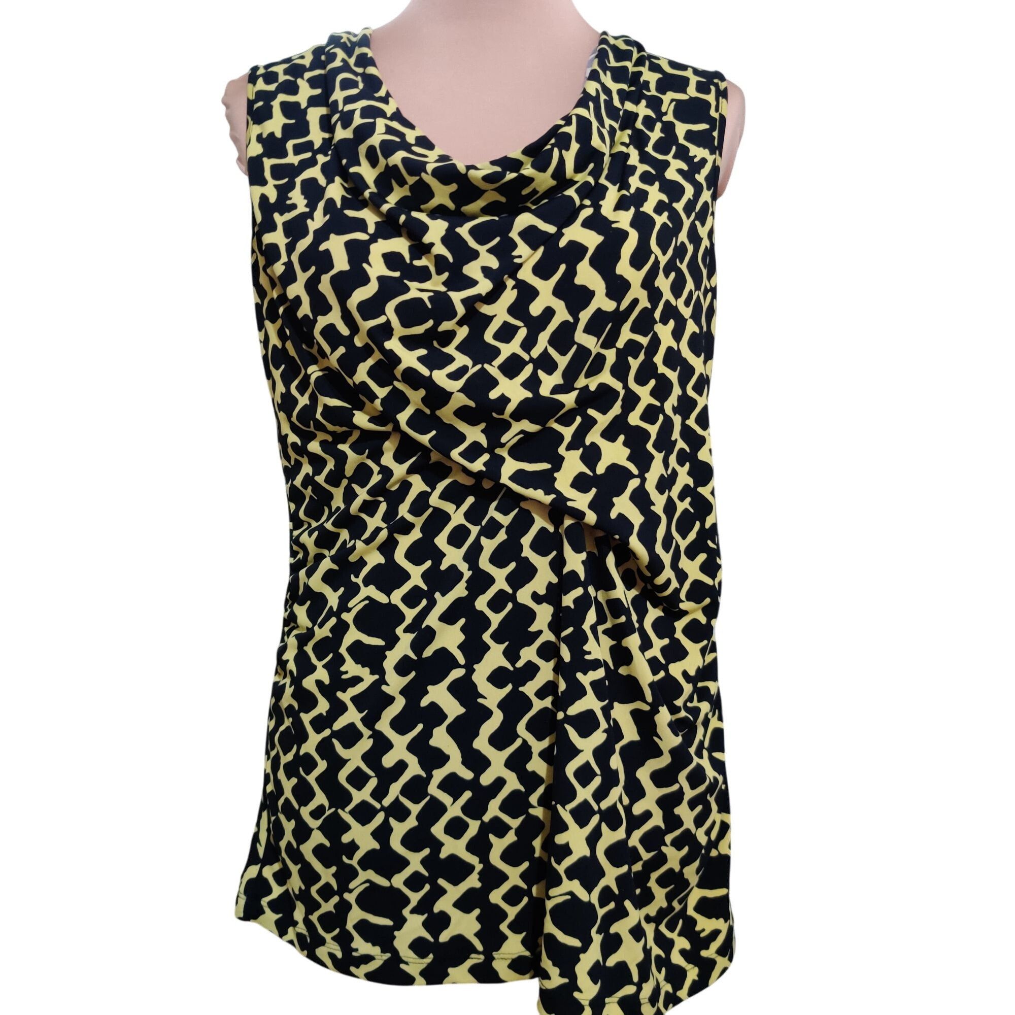 Other Susan Lawrence Womens Blouse Sleeveless Cowl Neck Geometric Size L / US 10 / IT 46 - 1 Thumbnail