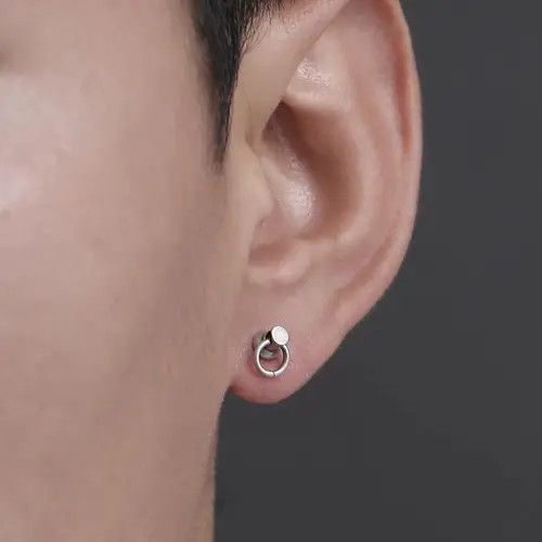 Diamond Earrings x Jewelry Hip-Hop Earrings One Pairs Chrome Jewelry in Silver, Men's