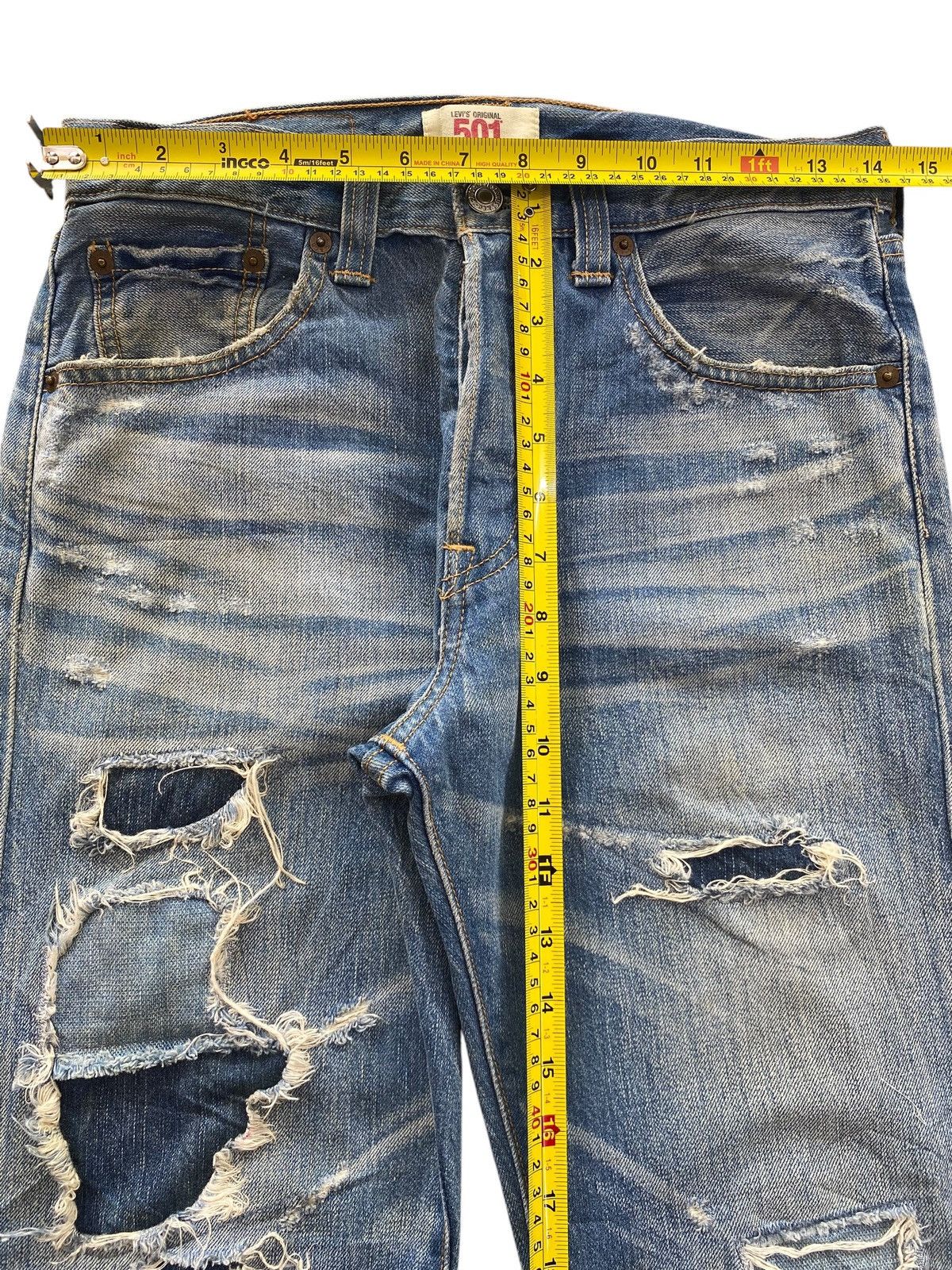 Levi's Levi’s 501 Distressed Whiskered Style Straight Leg Jeans Size US 29 - 6 Thumbnail